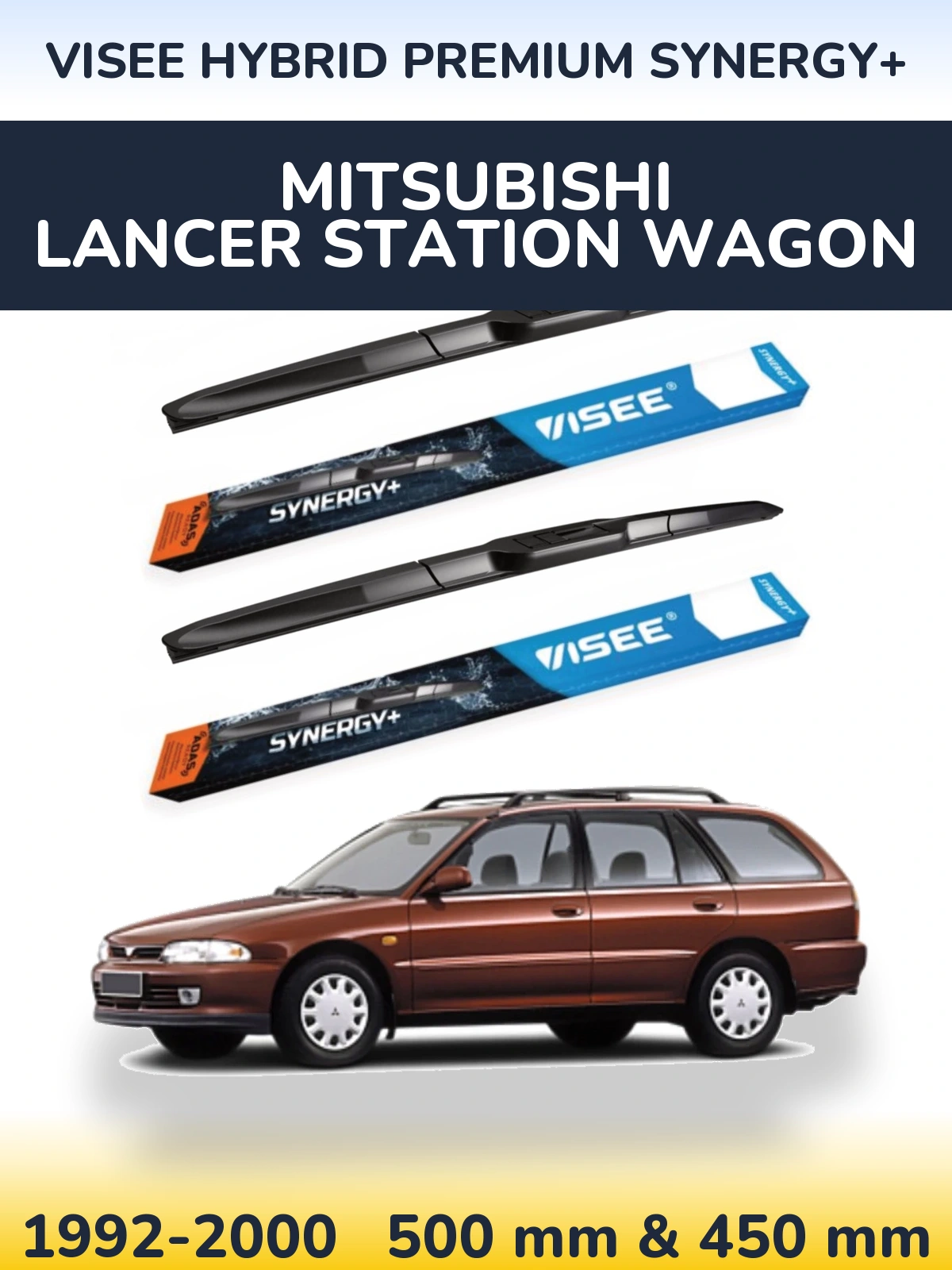 Komplet przednich wycieraczek VISEE HYBRID PREMIUM SYNERGY+ 500 & 450 mm do Mitsubishi Lancer Station Wagon 1992-2000
