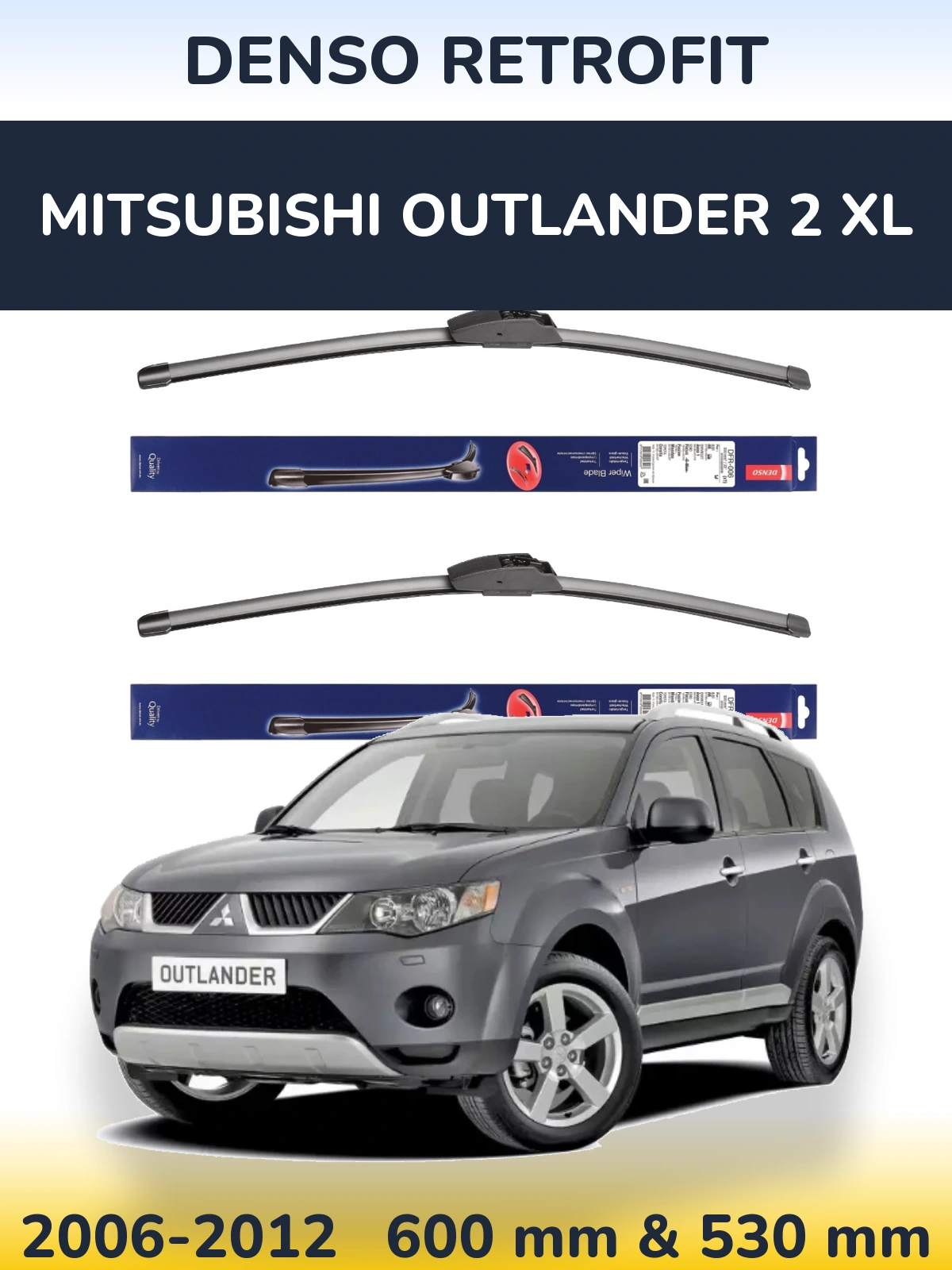 Komplet przednich wycieraczek Denso Retrofit 600 & 530 mm do Mitsubishi Outlander 2 XL 2006-2012