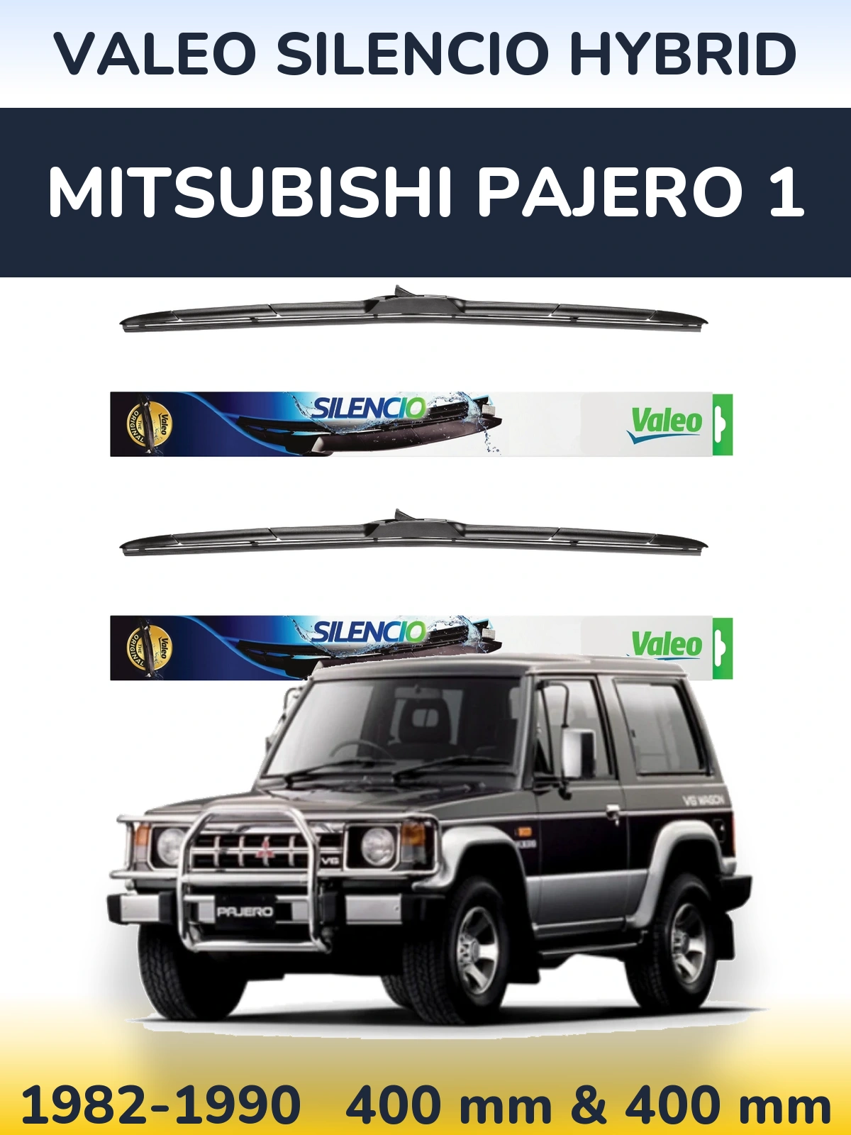 Komplet przednich wycieraczek Valeo Silencio Hybrid 400 & 400 mm do Mitsubishi Pajero 1 1982-1990
