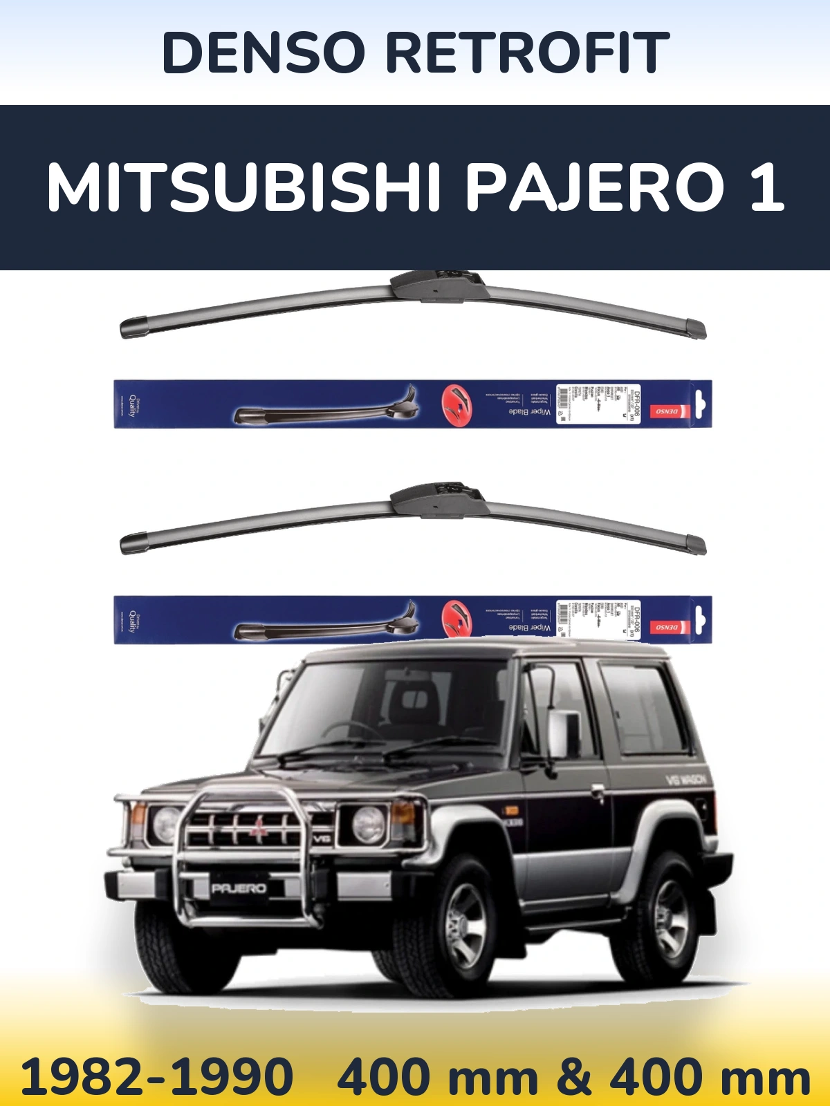 Komplet przednich wycieraczek Denso Retrofit 400 & 400 mm do Mitsubishi Pajero 1 1982-1990