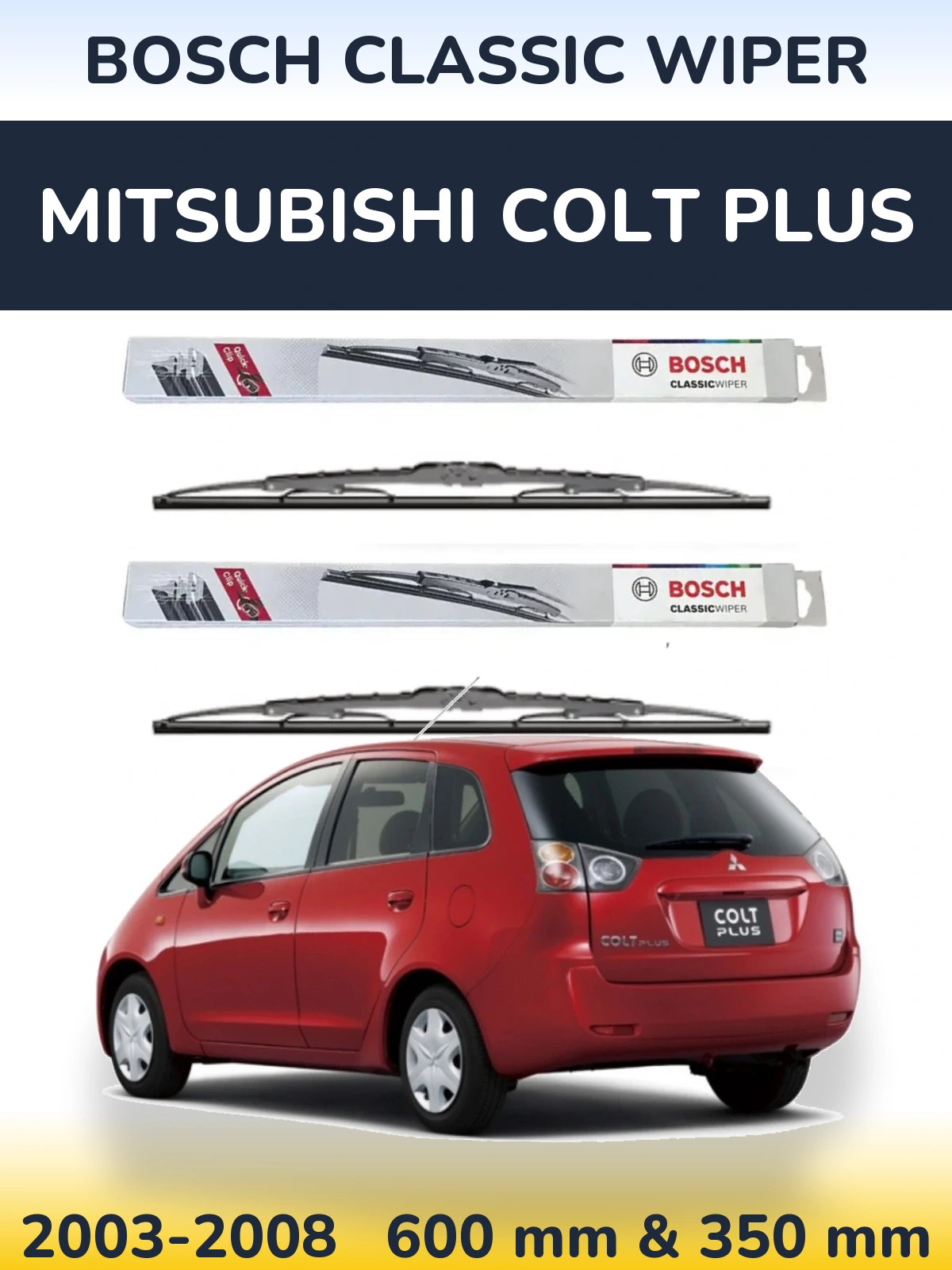 Комплект передних дворников BOSCH Classic Wiper 600 & 340 мм для Mitsubishi Colt Plus 2003-2008