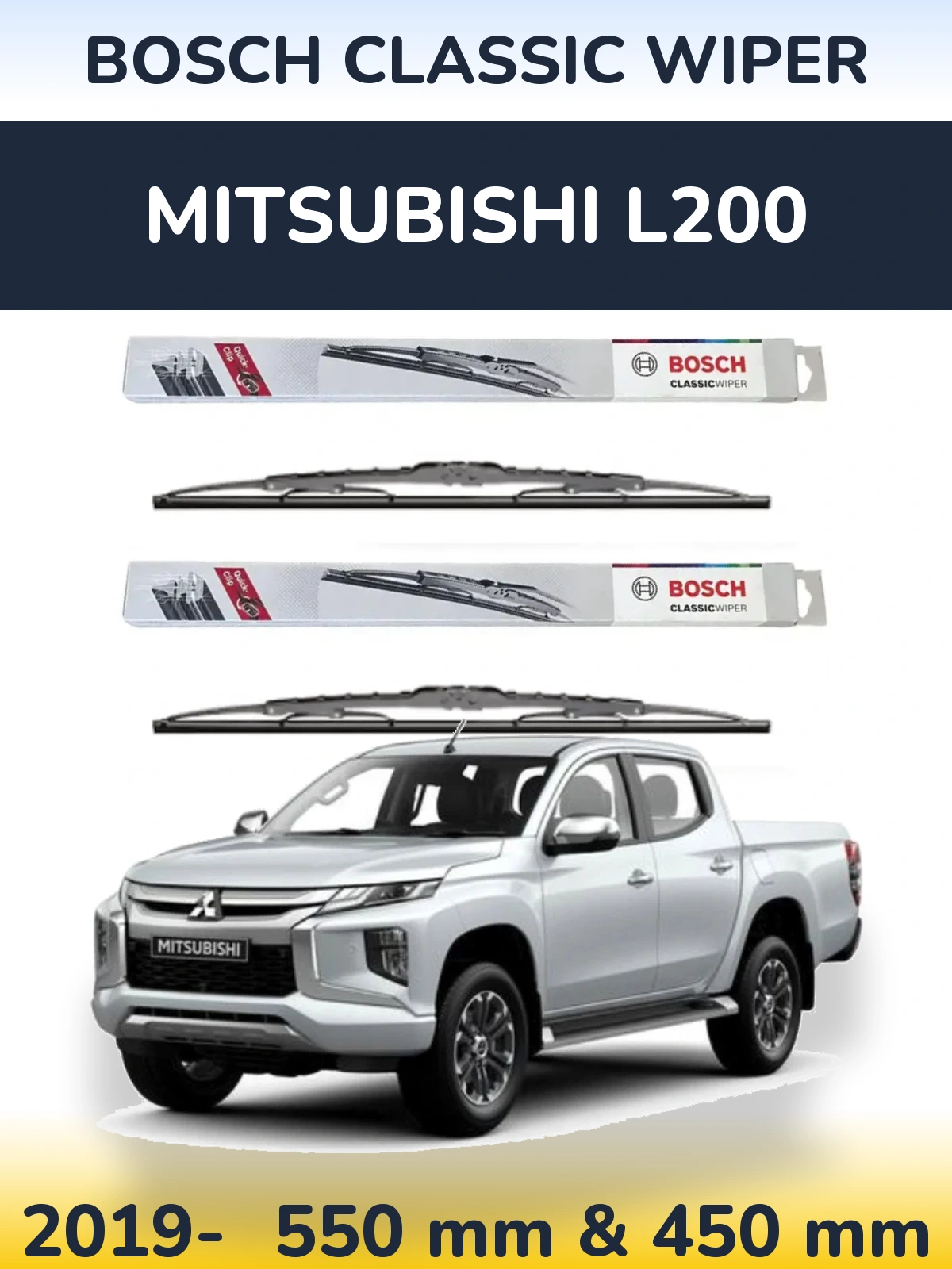 Komplet przednich wycieraczek BOSCH Classic Wiper 550 & 450 mm do Mitsubishi L200 2019-2026