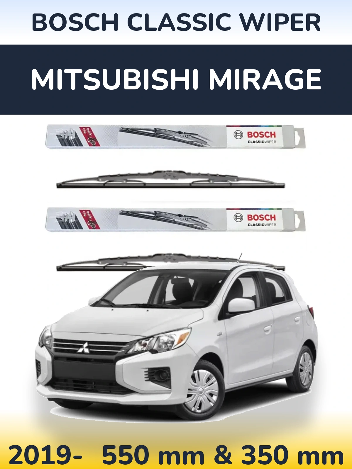 Комплект передніх щіток BOSCH Classic Wiper 550 & 340 мм для Mitsubishi Mirage 2019-2026