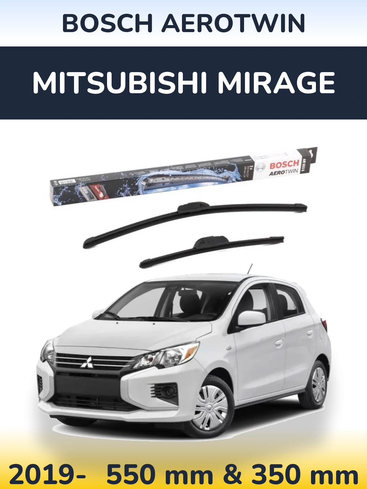 Комплект передніх щіток BOSCH AeroTwin 550 & 350 мм для Mitsubishi Mirage 2019-2026