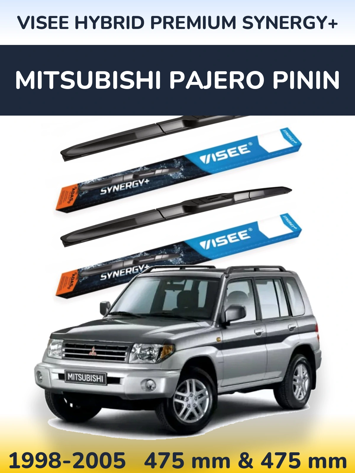 Front wiper blade set VISEE HYBRID PREMIUM SYNERGY+ 475 & 475 мм for Mitsubishi Pajero Pinin 1998-2005