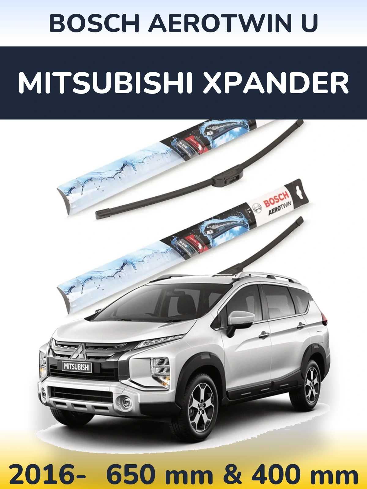 Комплект передніх щіток BOSCH AeroTwin U 650 & 400 мм для Mitsubishi Xpander 2016-2026