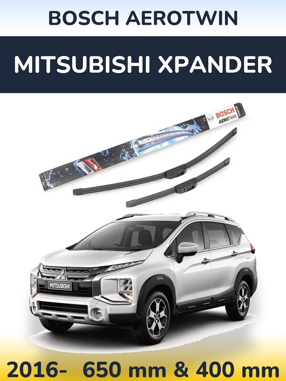Komplet przednich wycieraczek BOSCH AeroTwin 650 & 400 mm do Mitsubishi Xpander 2016-2026