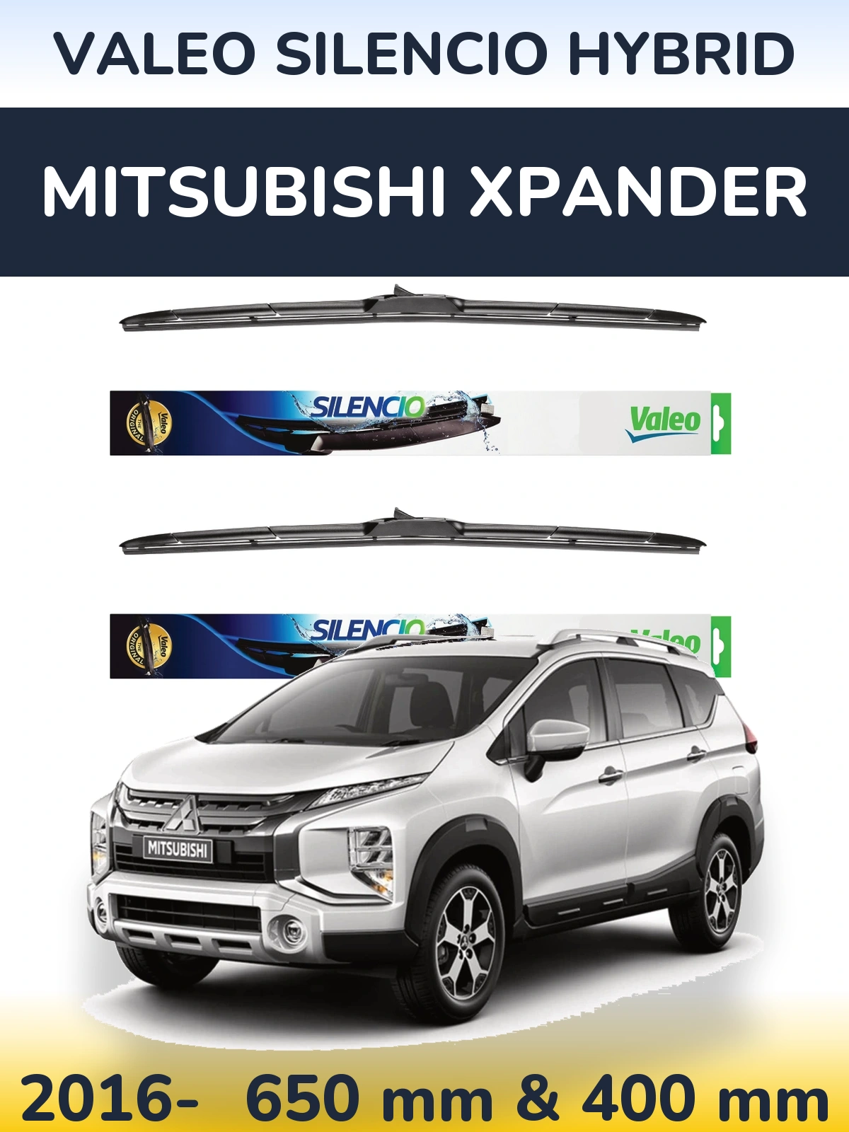 Komplet przednich wycieraczek Valeo Silencio Hybrid 650 & 400 mm do Mitsubishi Xpander 2016-2026