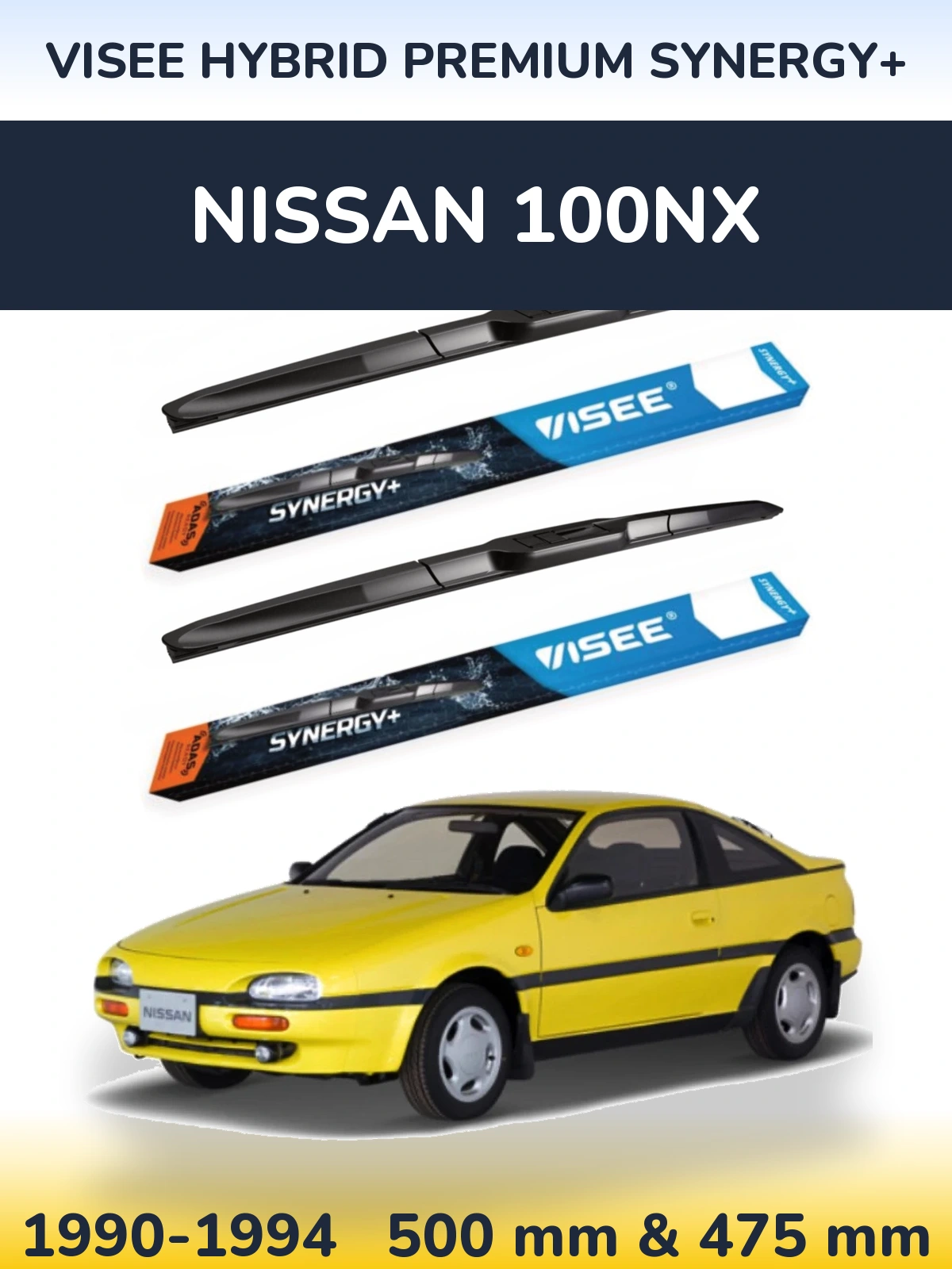 Комплект передних дворников VISEE HYBRID PREMIUM SYNERGY+ 500 & 475 мм для Nissan 100NX 1990-1994