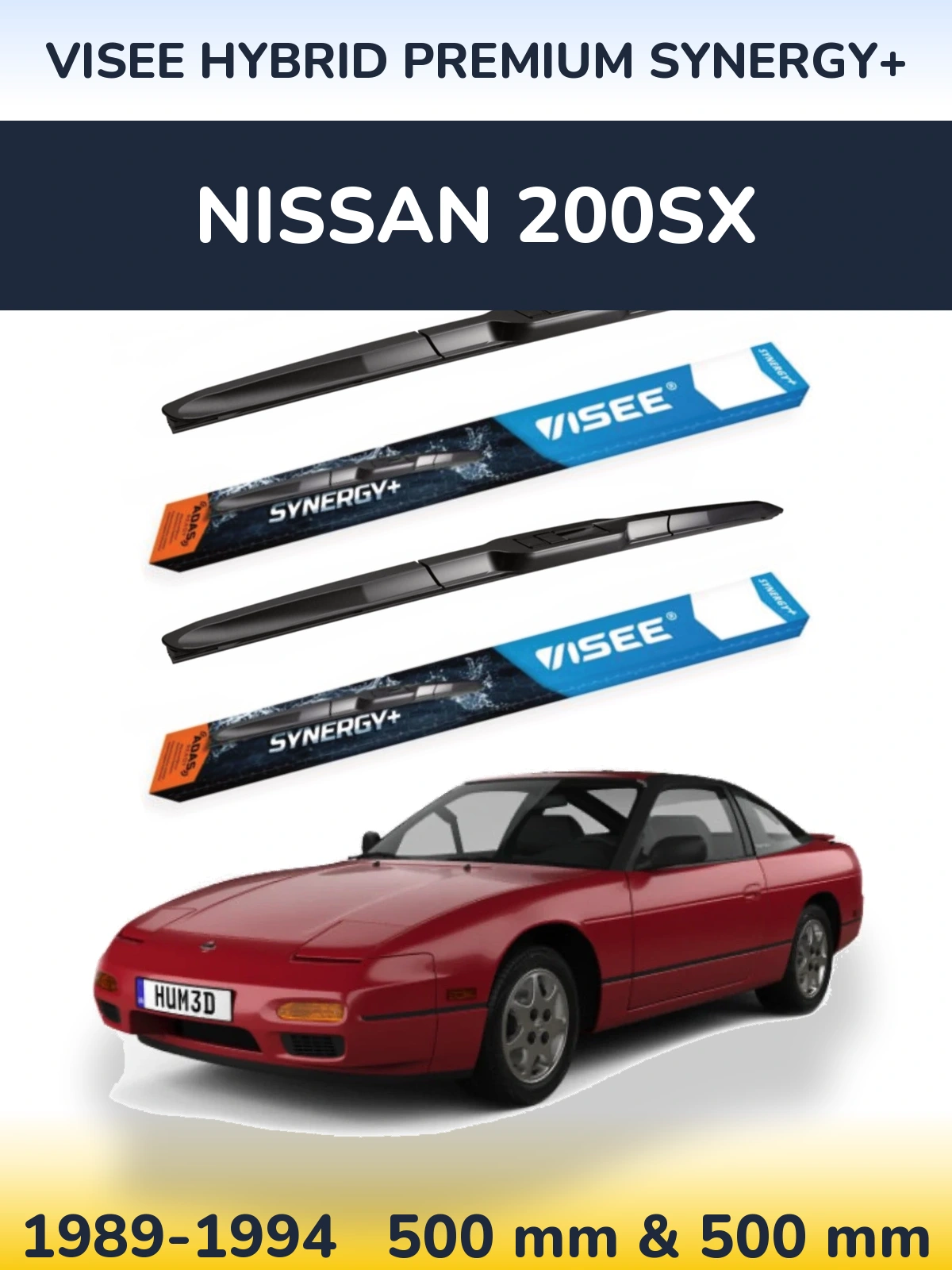 Комплект передних дворников VISEE HYBRID PREMIUM SYNERGY+ 500 & 500 мм для Nissan 200SX 1989-1994