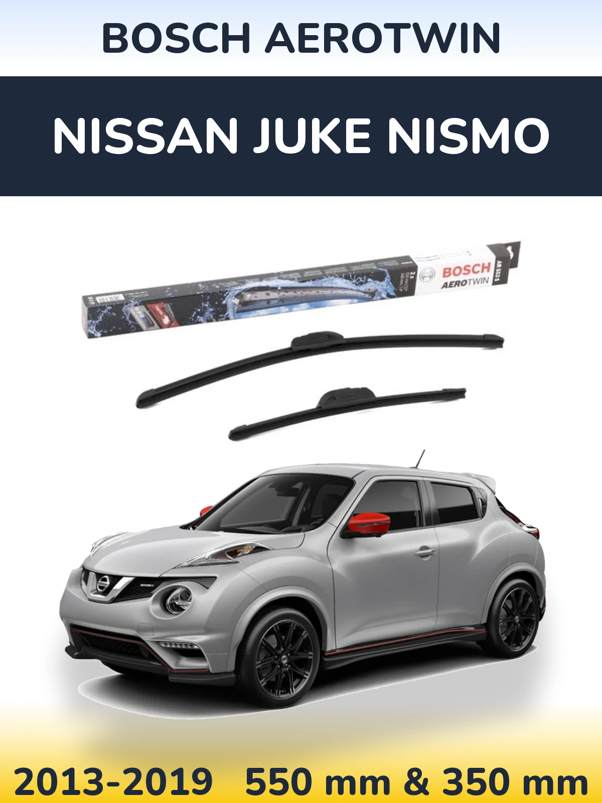 Komplet przednich wycieraczek BOSCH AeroTwin 550 & 350 mm do Nissan Juke Nismo 2013-2019