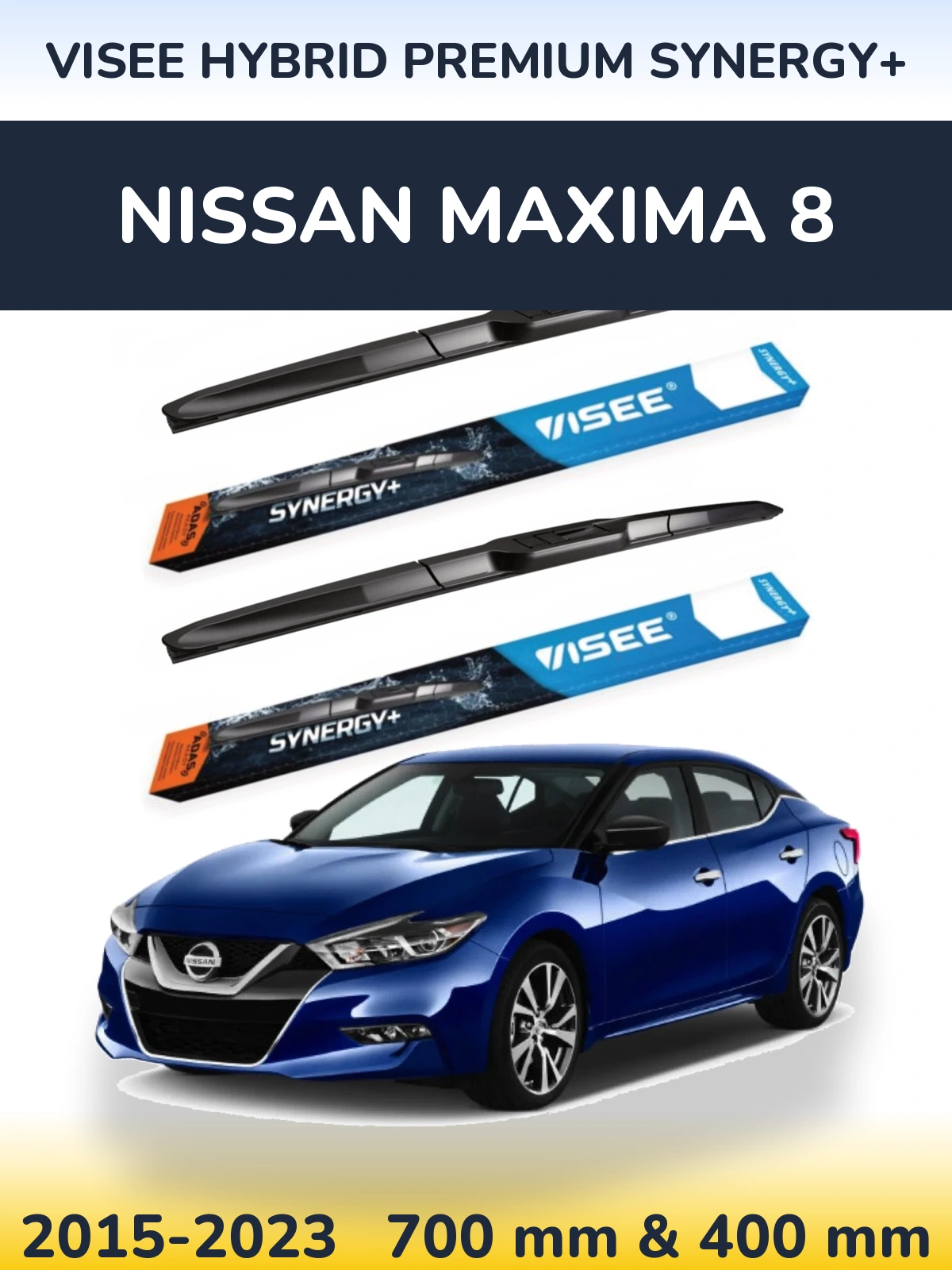 Front wiper blade set VISEE HYBRID PREMIUM SYNERGY+ 700 & 400 мм for Nissan Maxima 8 2015-2023