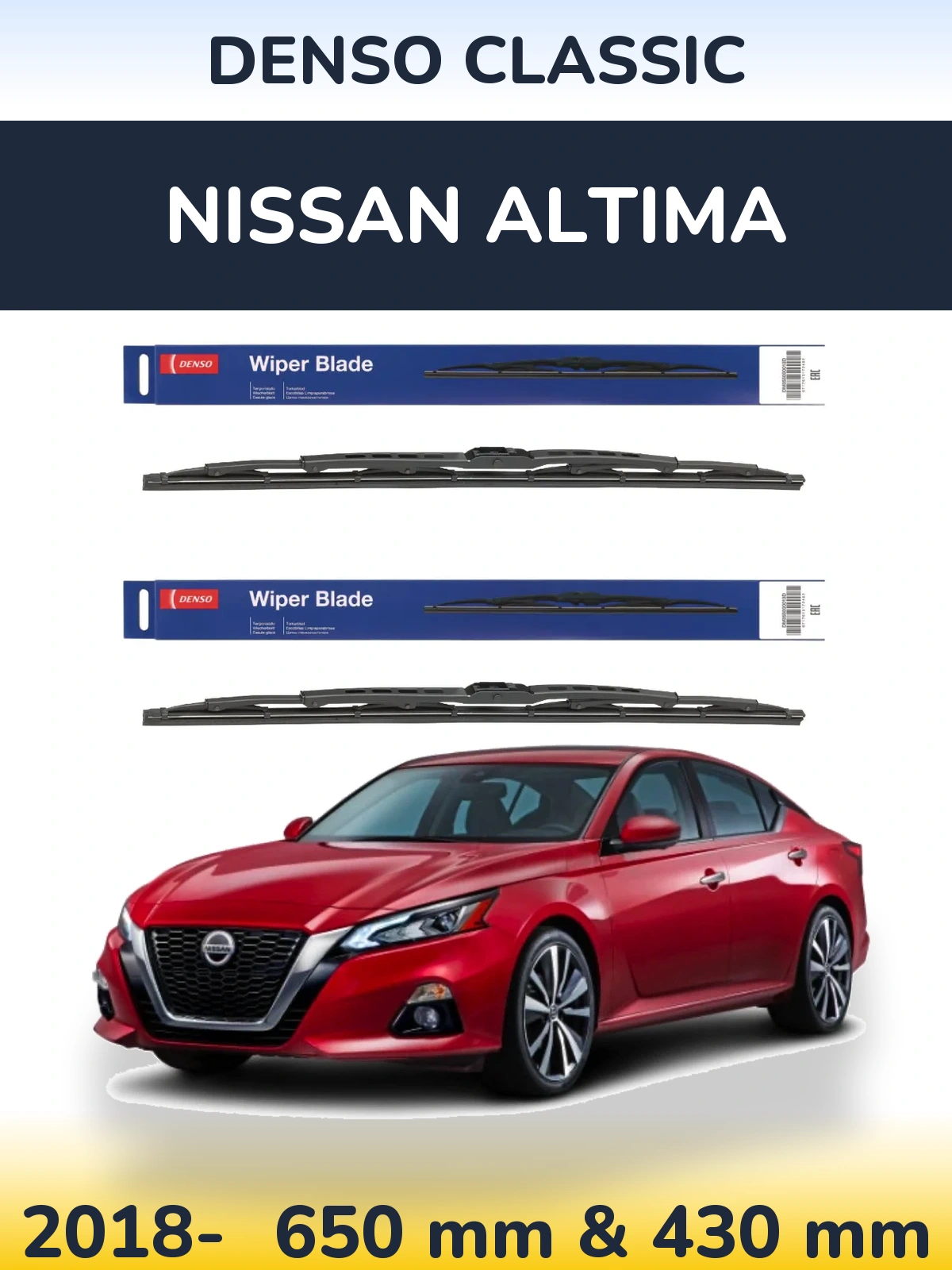 Front wiper blade set Denso Classic 650 & 430 мм for Nissan Altima 2018-2026