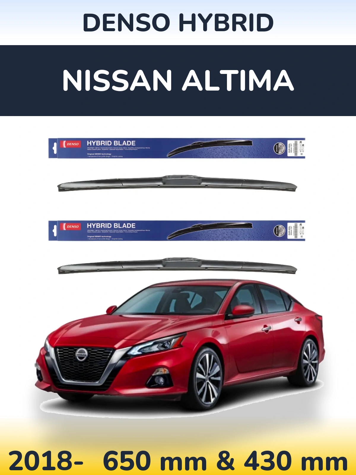 Front wiper blade set Denso Hybrid 650 & 430 мм for Nissan Altima 2018-2026