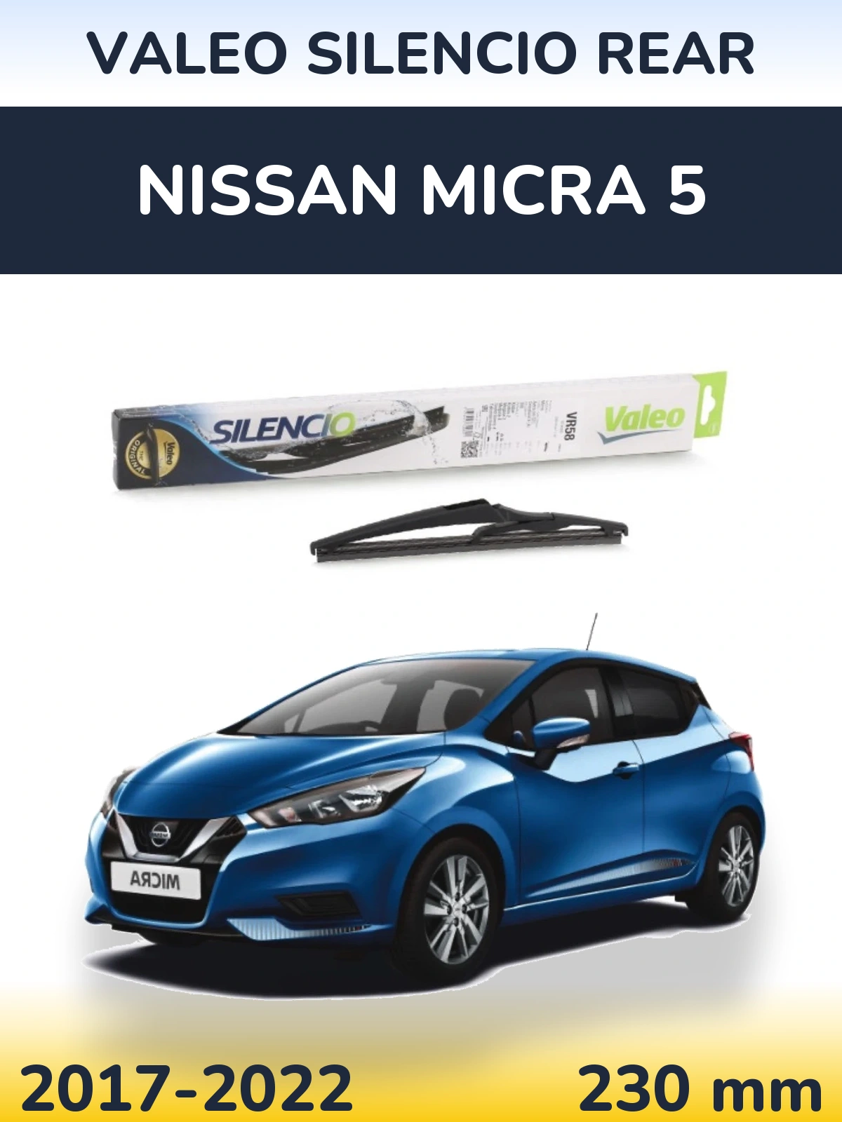 Rear wiper blade Valeo Silencio Rear 240 mm for Nissan Micra 5 2017-2022