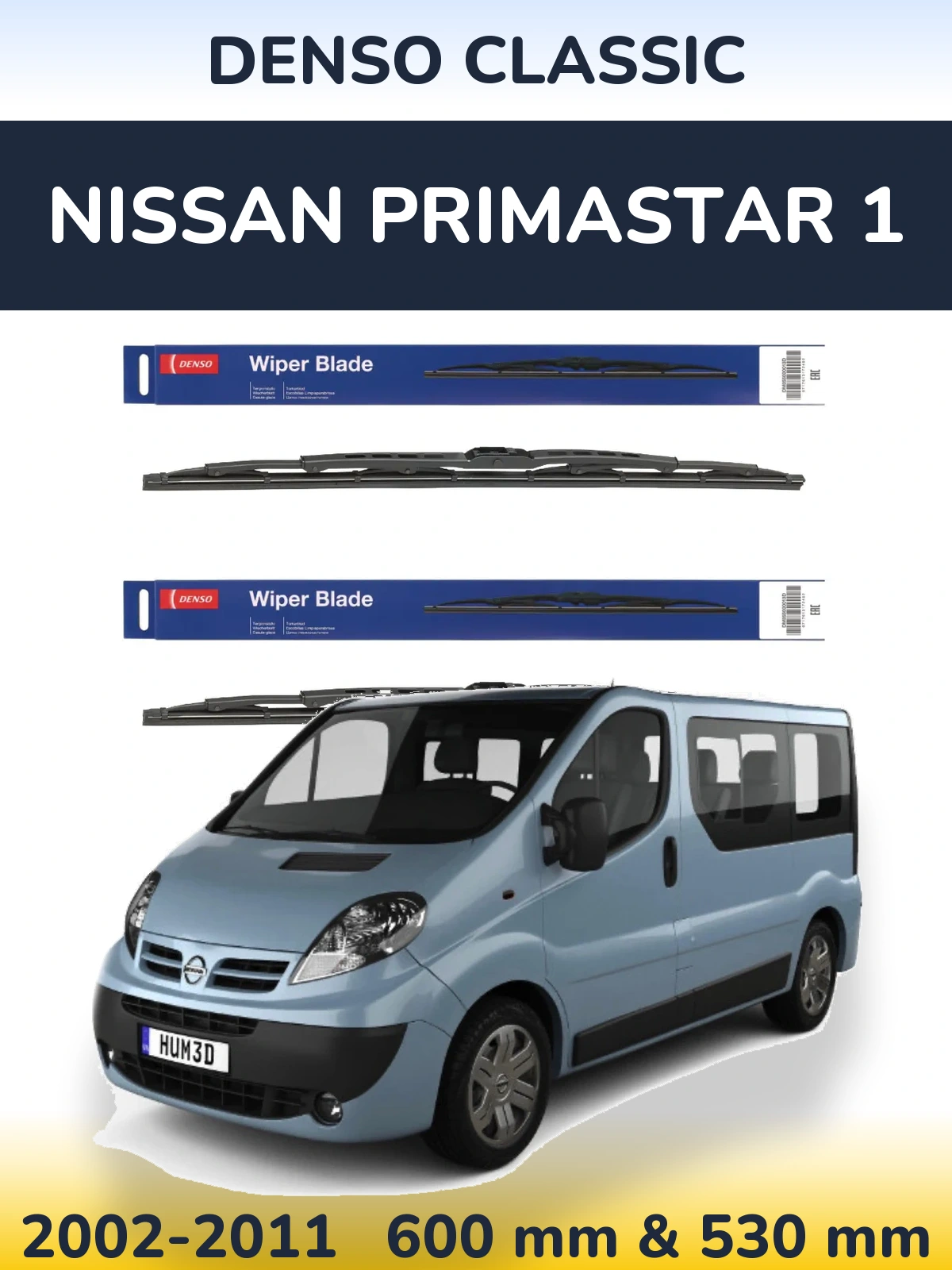 Комплект передніх щіток Denso Classic 600 & 530 мм для Nissan Primastar 1 2002-2011