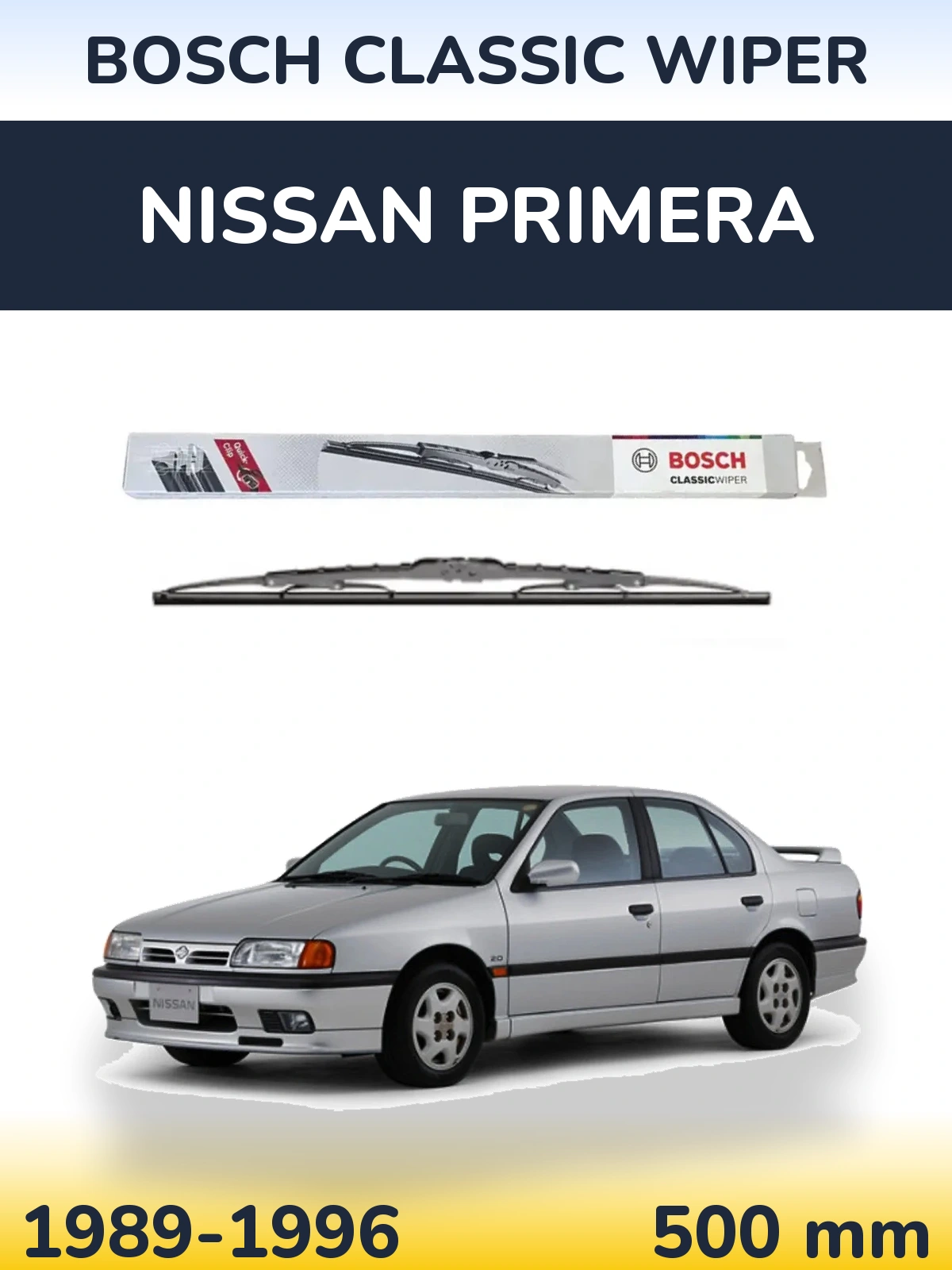 Rear wiper blade BOSCH Classic Wiper 500 mm for Nissan Primera 1989-1996
