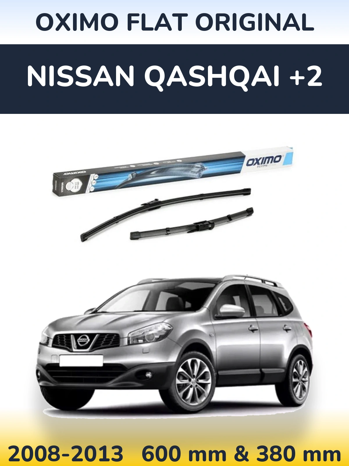 Front wiper blade set Oximo Flat Original 600 & 375 мм for Nissan Qashqai +2 2008-2013