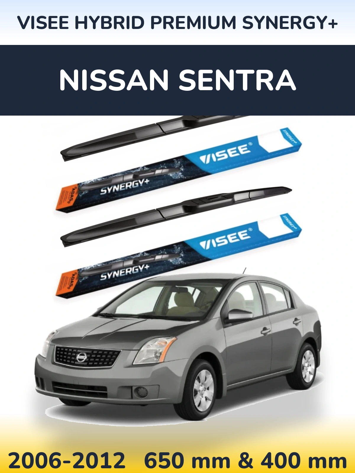 Комплект передніх щіток VISEE HYBRID PREMIUM SYNERGY+ 650 & 400 мм для Nissan Sentra 2006-2012