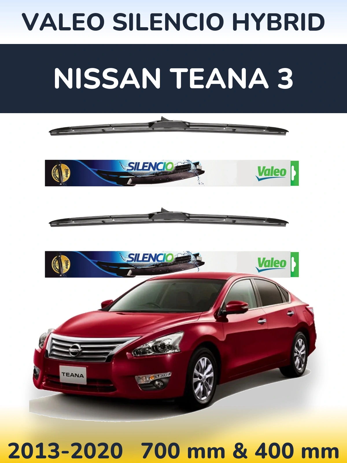 Front wiper blade set Valeo Silencio Hybrid 700 & 400 мм for Nissan Teana 3 2013-2020