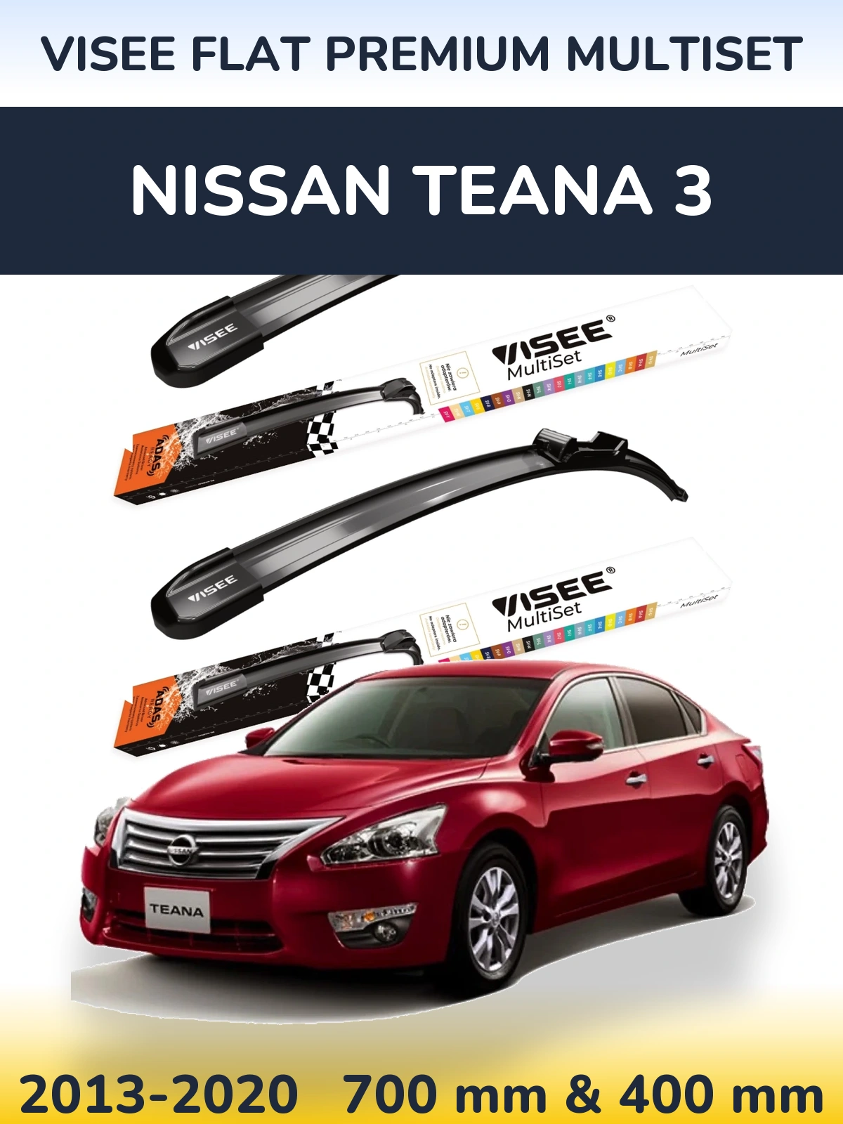 Front wiper blade set VISEE FLAT PREMIUM MultiSet 700 & 400 мм for Nissan Teana 3 2013-2020