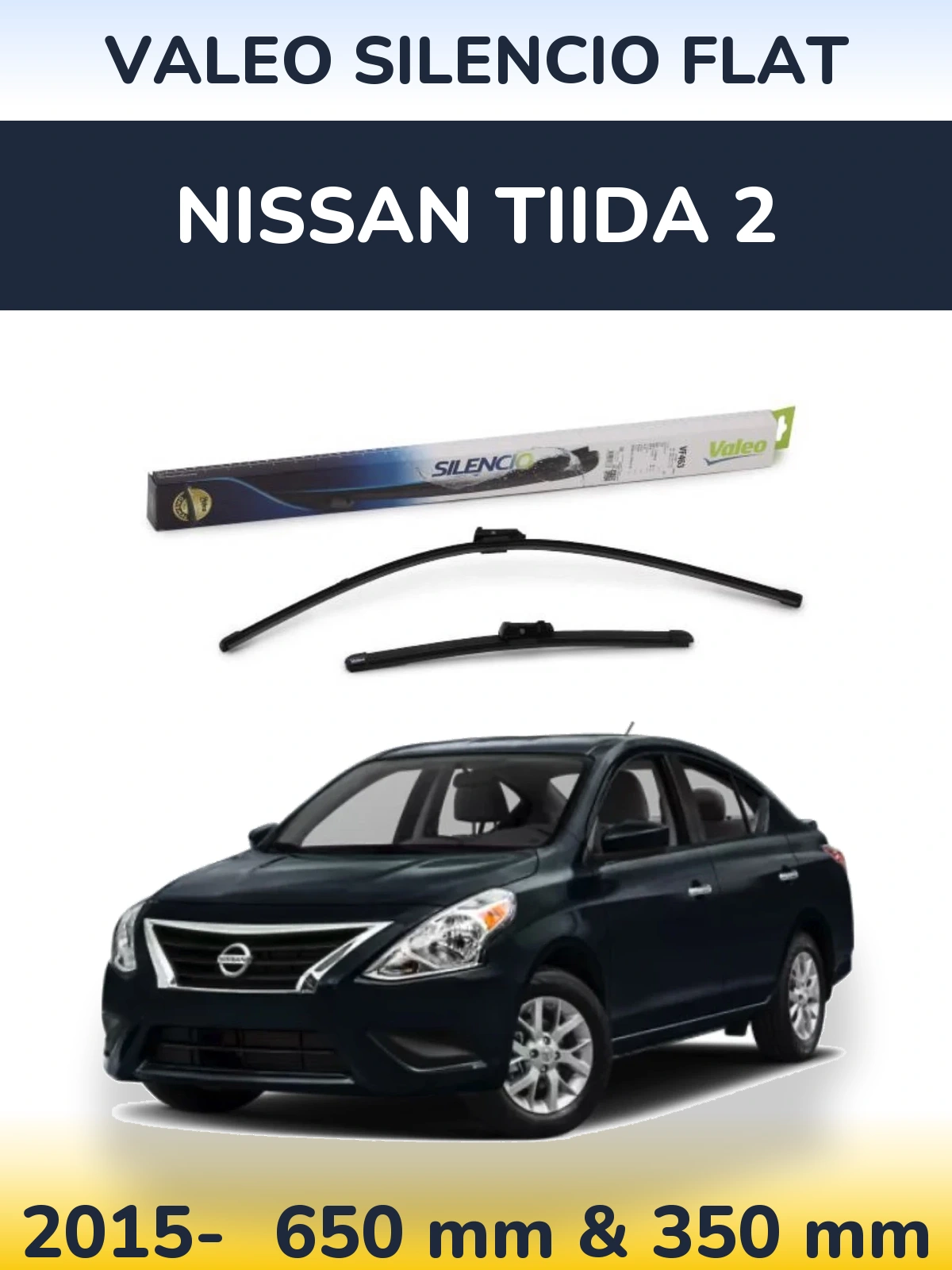 Комплект передних дворников Valeo Silencio Flat 650 & 350 мм для Nissan Tiida 2 2015-2026