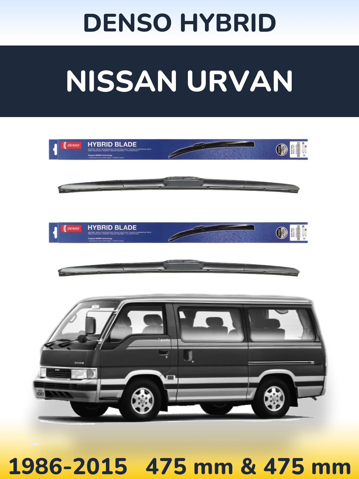 Komplet przednich wycieraczek Denso Hybrid 475 & 475 mm do Nissan Urvan 1986-2015