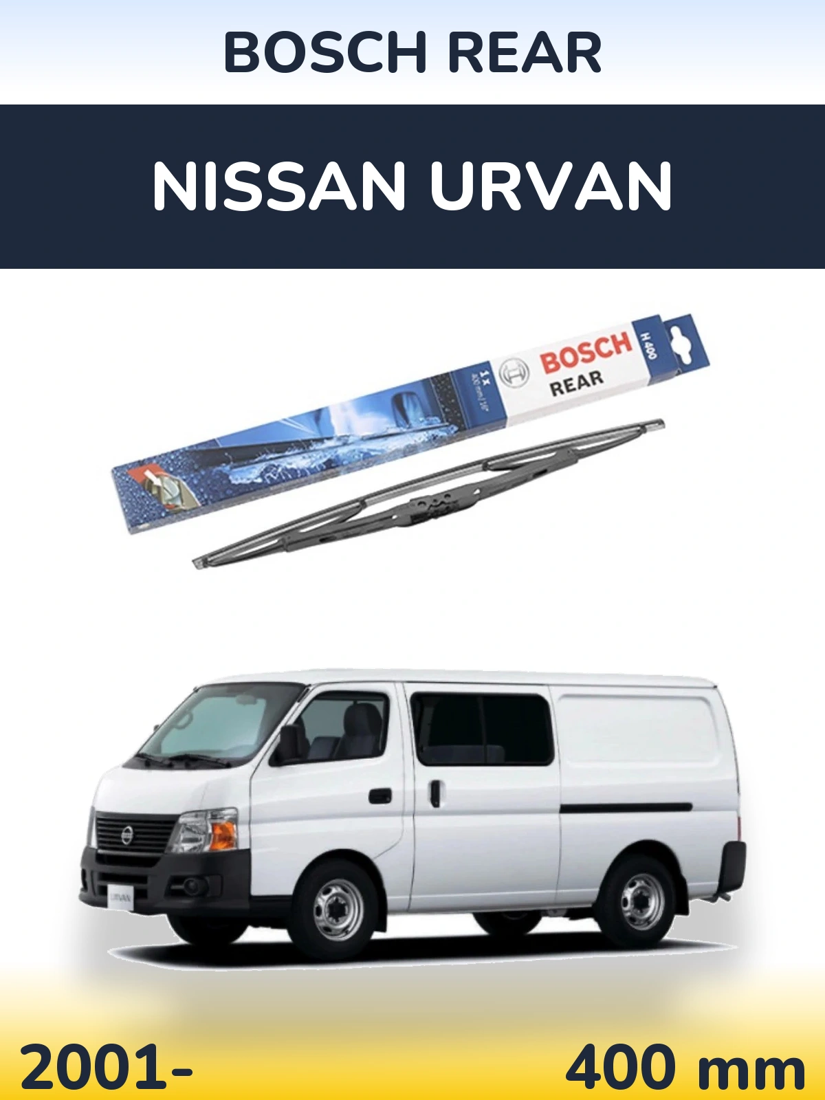 Rear wiper blade BOSCH Rear 400 mm for Nissan Urvan 2001-2026
