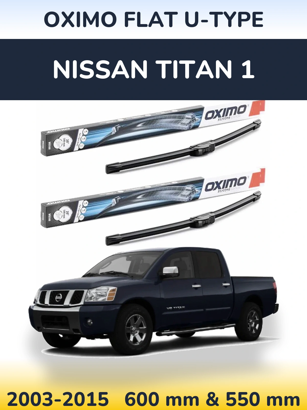 Комплект передних дворников Oximo Flat U-type 600 & 550 мм для Nissan Titan 1 2003-2015