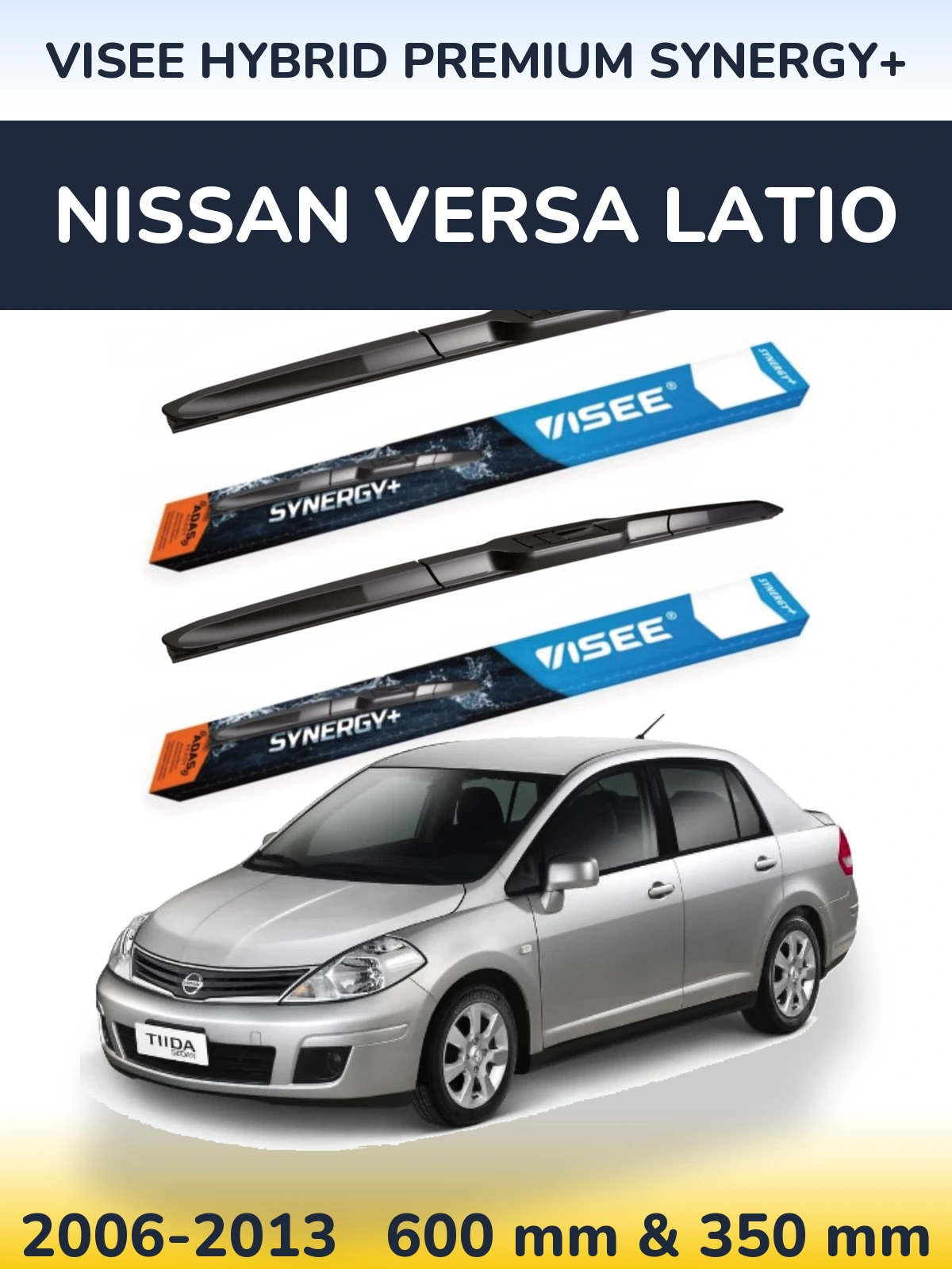Комплект передніх щіток VISEE HYBRID PREMIUM SYNERGY+ 600 & 350 мм для Nissan Versa Latio 2006-2013