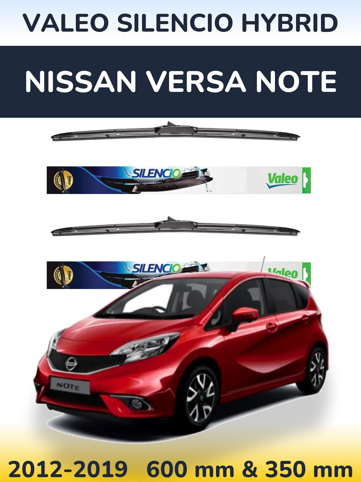 Комплект передних дворников Valeo Silencio Hybrid 600 & 350 мм для Nissan Versa Note 2012-2019