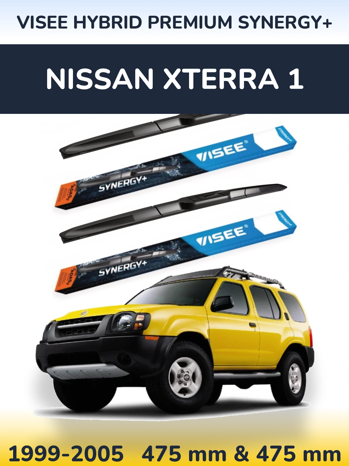 Комплект передніх щіток VISEE HYBRID PREMIUM SYNERGY+ 475 & 475 мм для Nissan Xterra 1 1999-2005