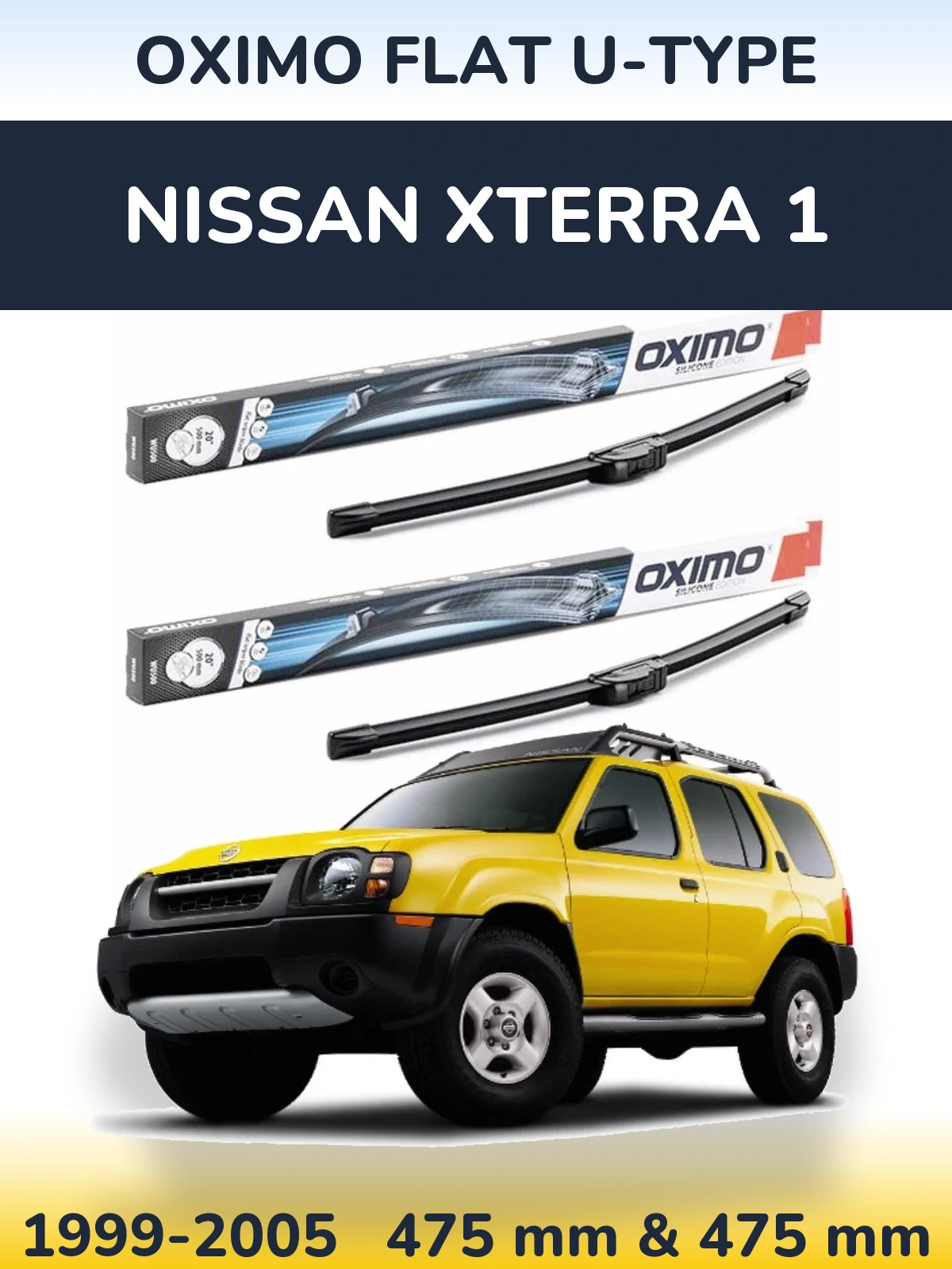 Komplet przednich wycieraczek Oximo Flat U-type 475 & 475 mm do Nissan Xterra 1 1999-2005