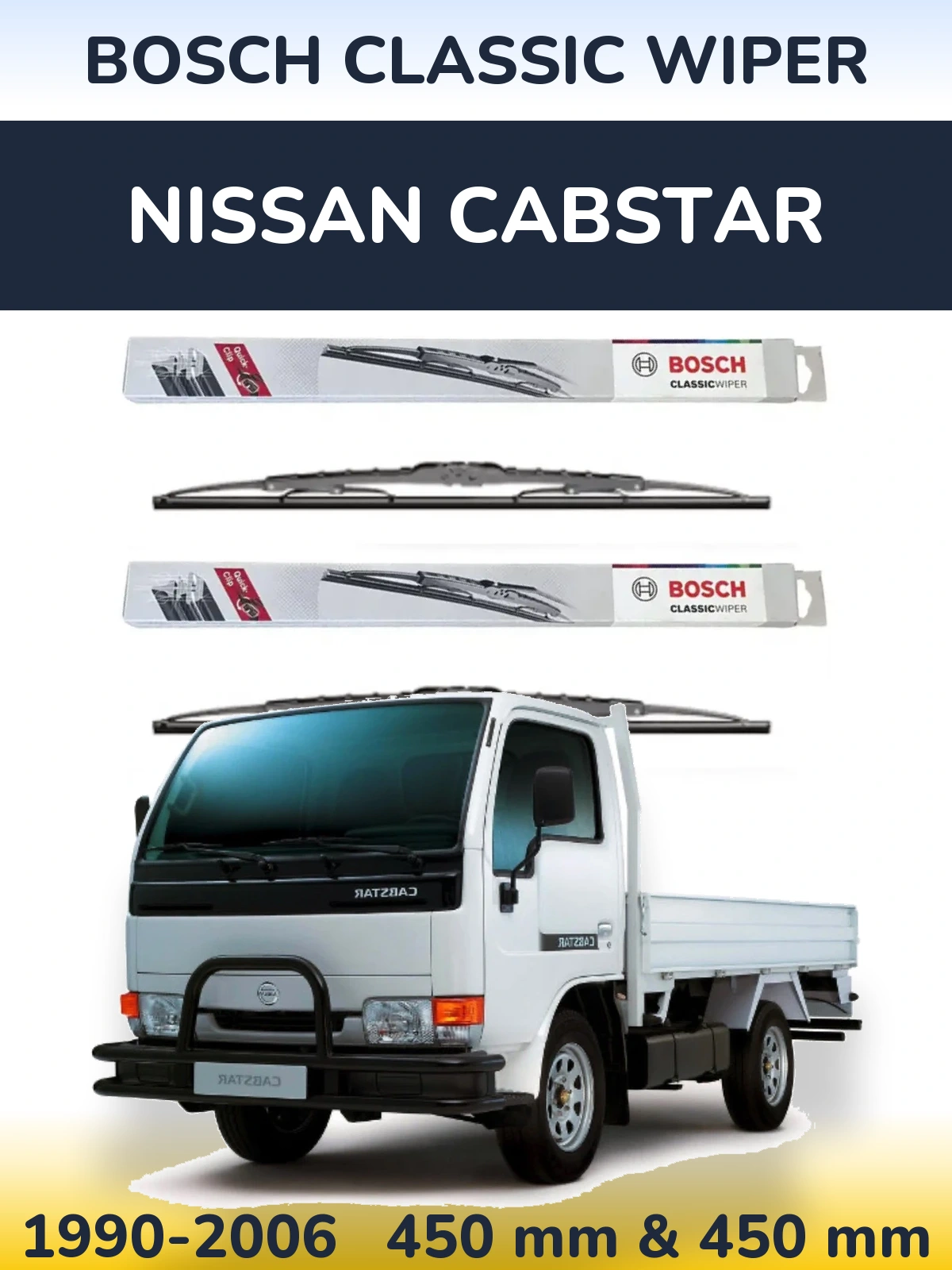 Komplet przednich wycieraczek BOSCH Classic Wiper 450 & 450 mm do Nissan Cabstar 1990-2006