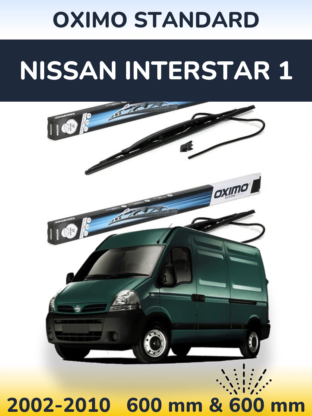Front wiper blade set Oximo Standard 600 & 600 мм for Nissan Interstar 1 2002-2010