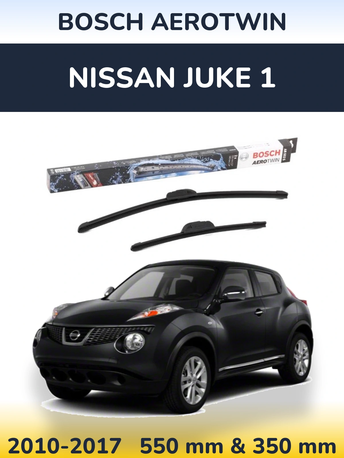 Front wiper blade set BOSCH AeroTwin 550 & 350 мм for Nissan Juke 1 2010-2017