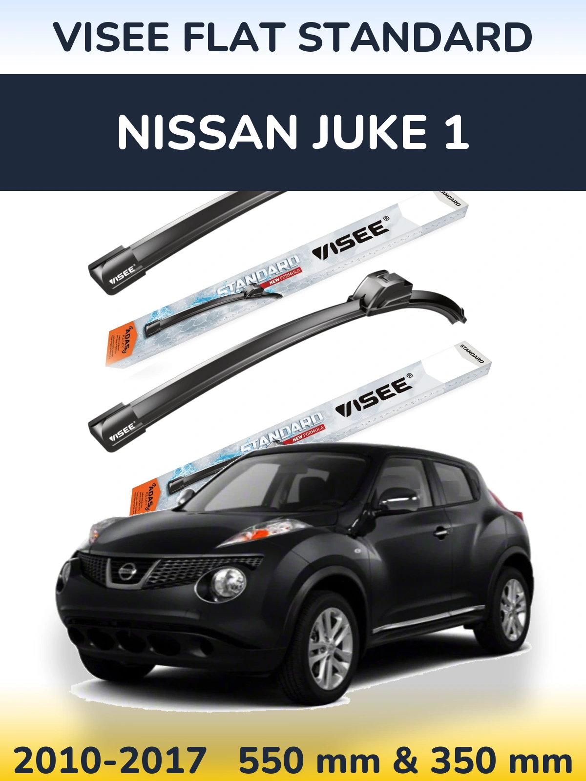 Комплект передних дворников VISEE FLAT STANDARD 550 & 350 мм для Nissan Juke 1 2010-2017