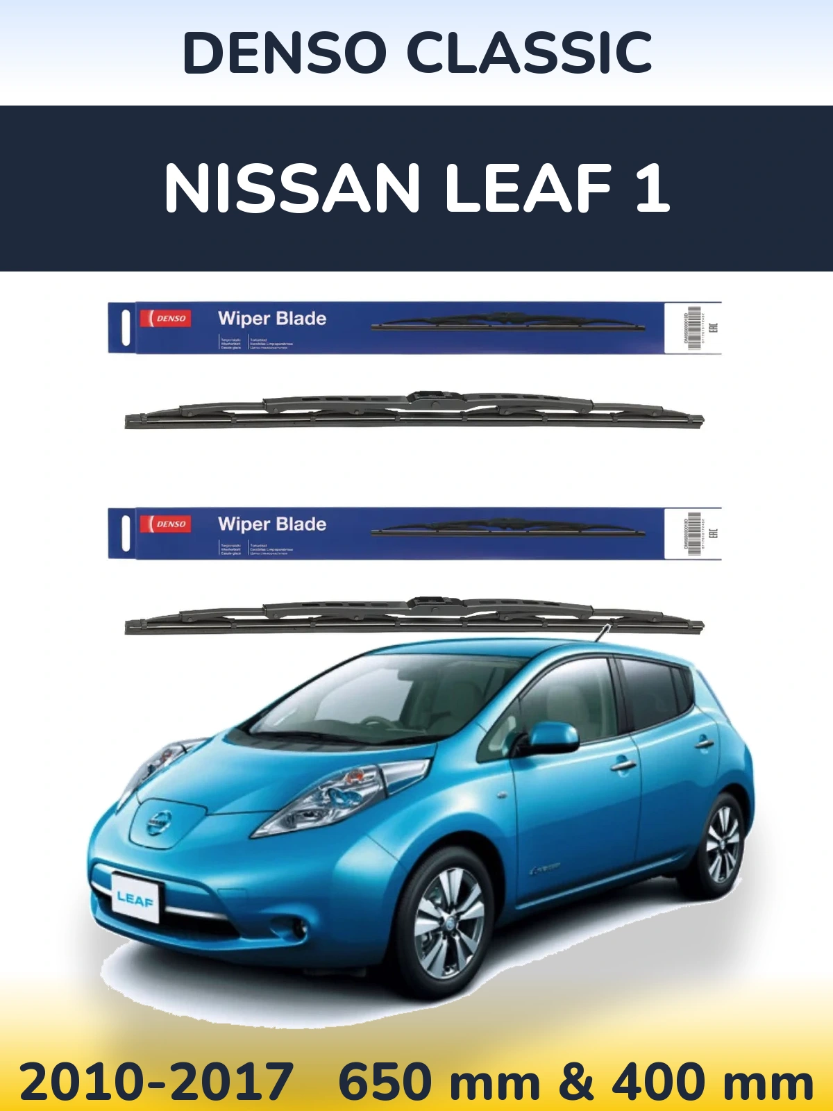 Front wiper blade set Denso Classic 650 & 400 mm for Nissan Leaf 1 2010-2017