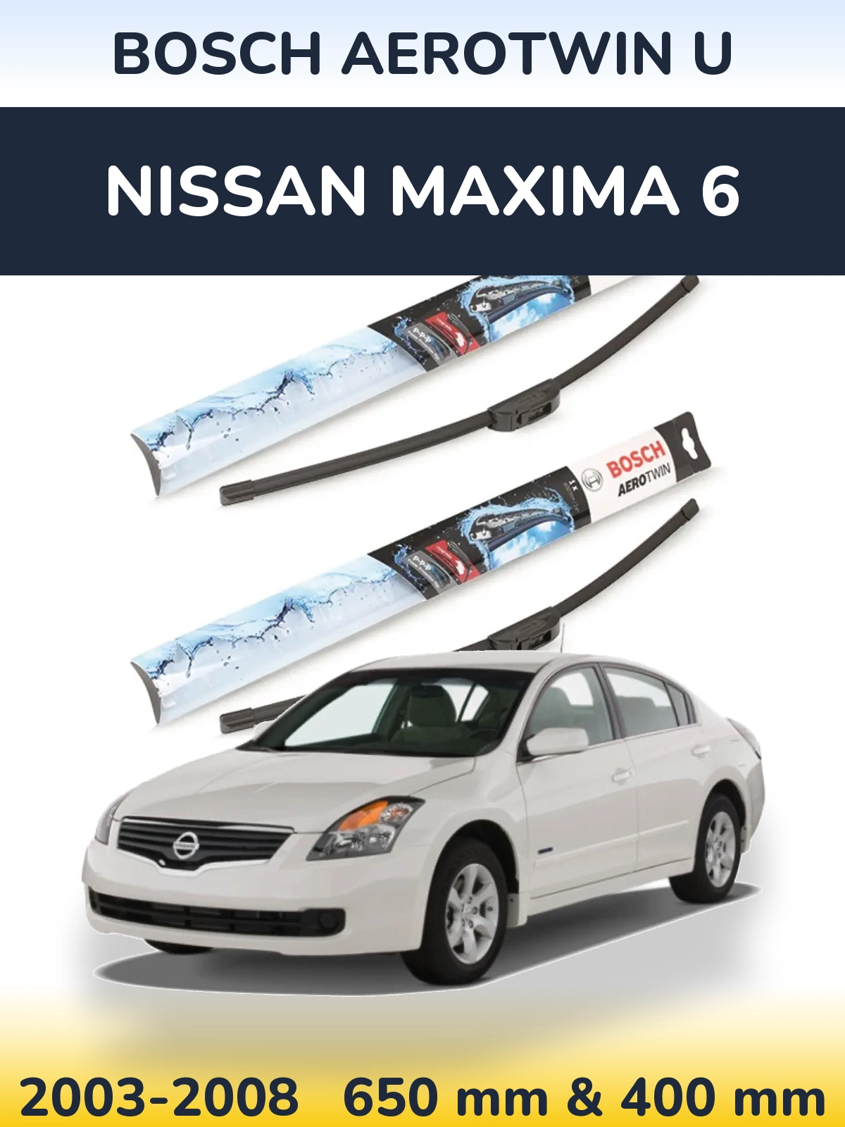 Комплект передніх щіток BOSCH AeroTwin U 650 & 400 мм для Nissan Maxima 6 2003-2008