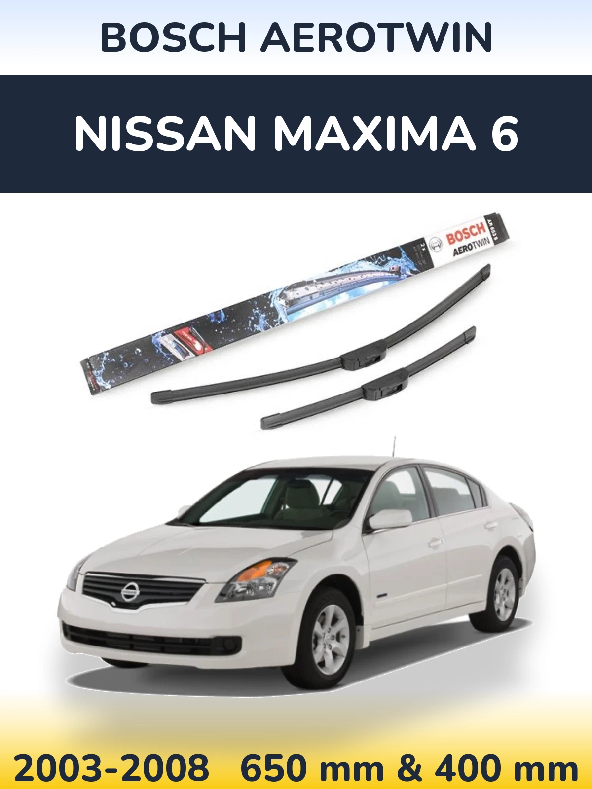 Komplet przednich wycieraczek BOSCH AeroTwin 650 & 400 mm do Nissan Maxima 6 2003-2008