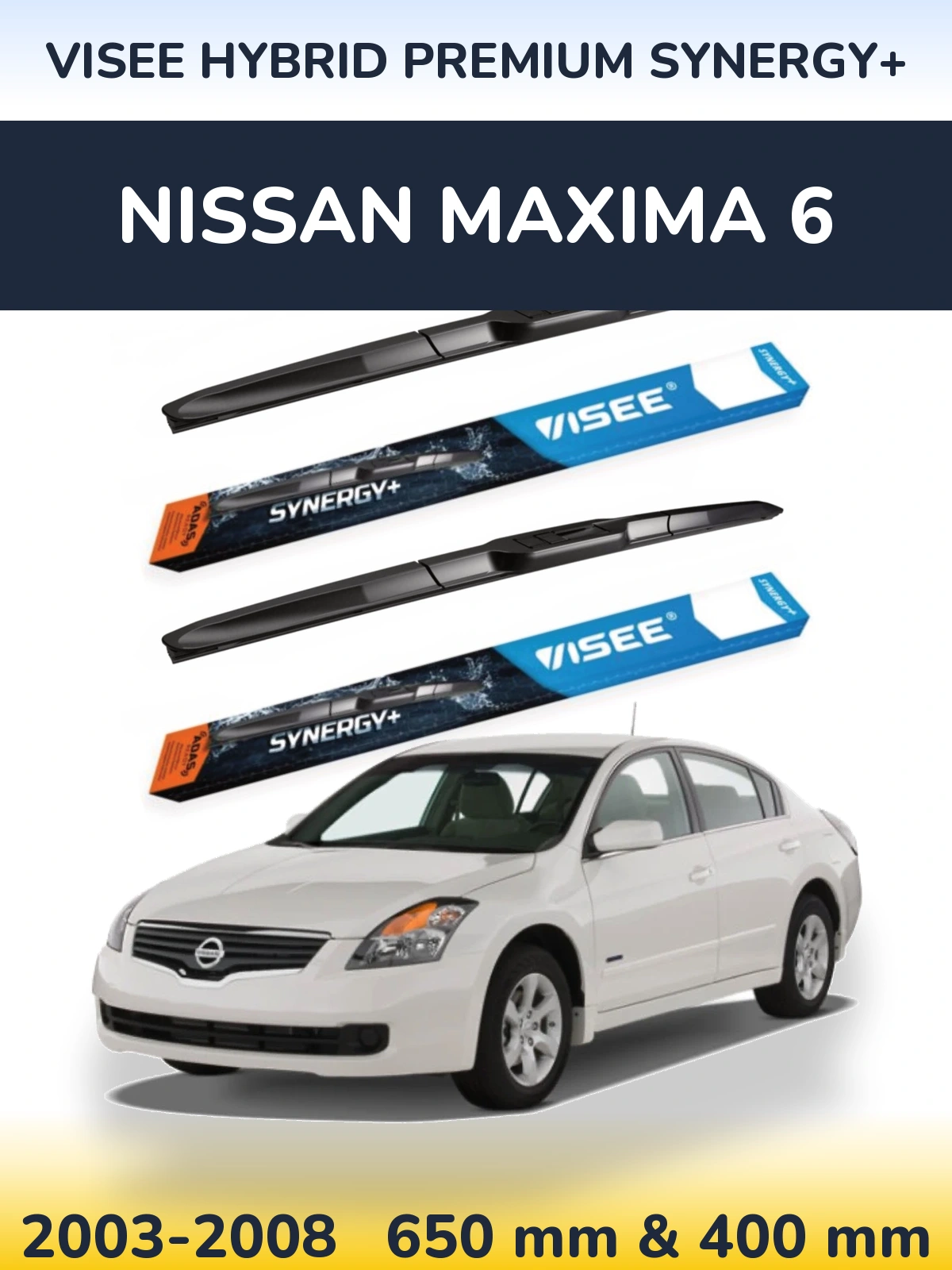 Комплект передніх щіток VISEE HYBRID PREMIUM SYNERGY+ 650 & 400 мм для Nissan Maxima 6 2003-2008