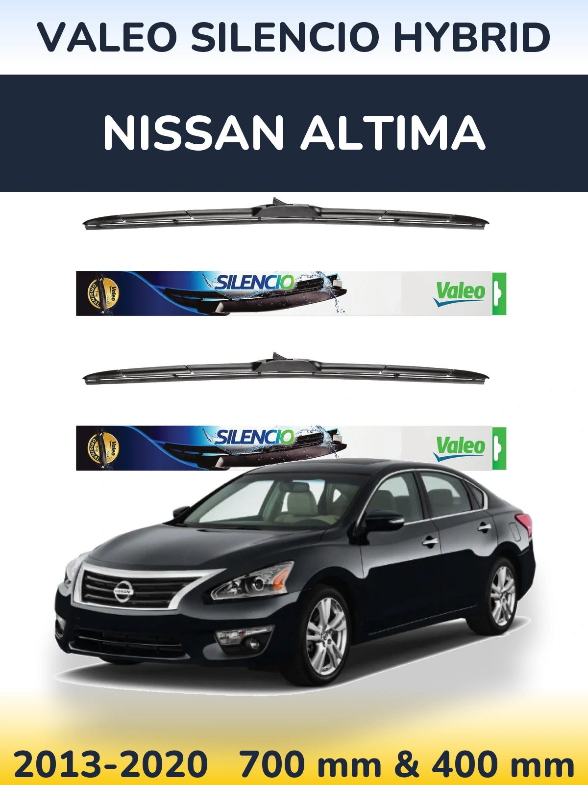 Front wiper blade set Valeo Silencio Hybrid 700 & 400 мм for Nissan Altima 2013-2020