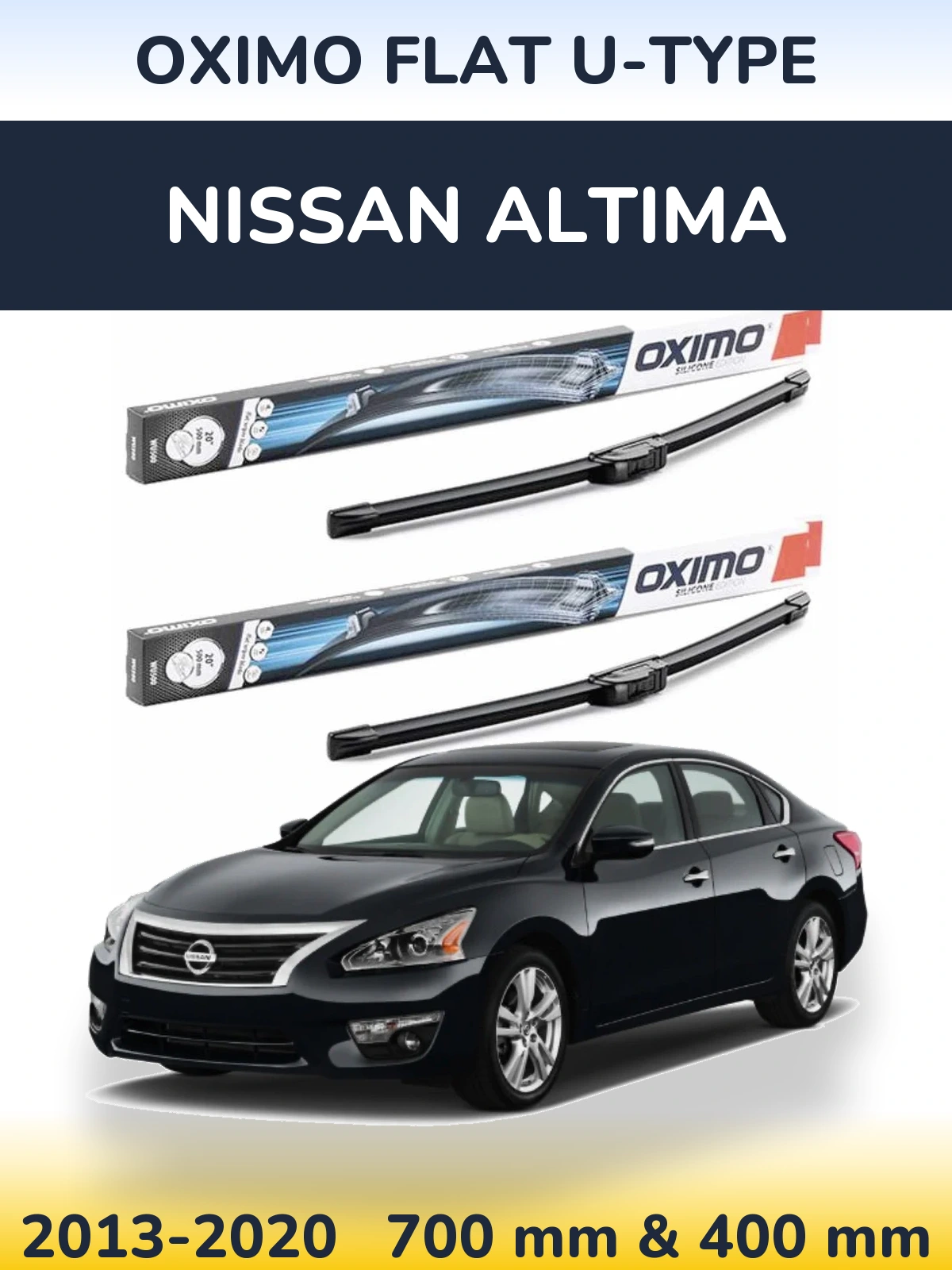 Front wiper blade set Oximo Flat U-type 700 & 400 мм for Nissan Altima 2013-2020
