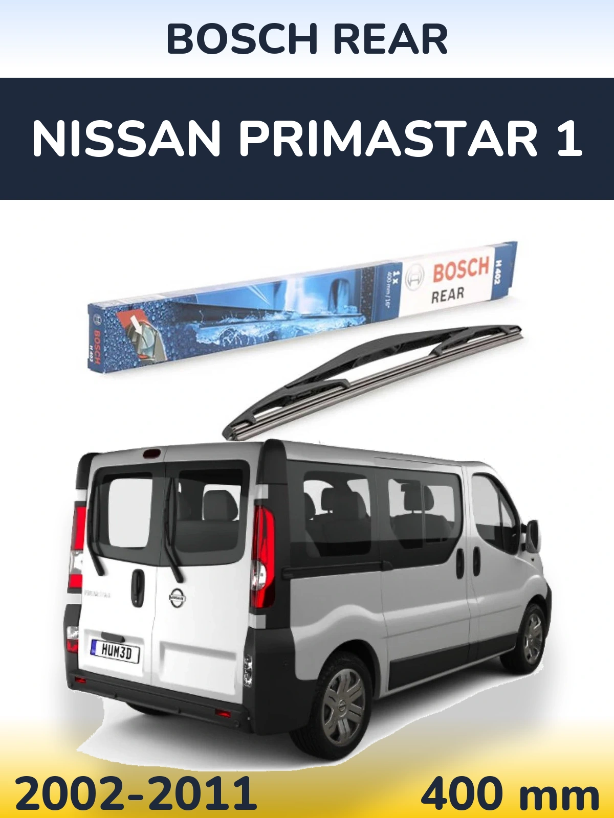 Rear wiper blade BOSCH Rear 400 mm for Nissan Primastar 1 2002-2011