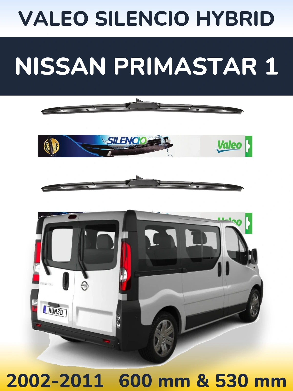 Комплект передних дворников Valeo Silencio Hybrid 600 & 530 мм для Nissan Primastar 1 2002-2011