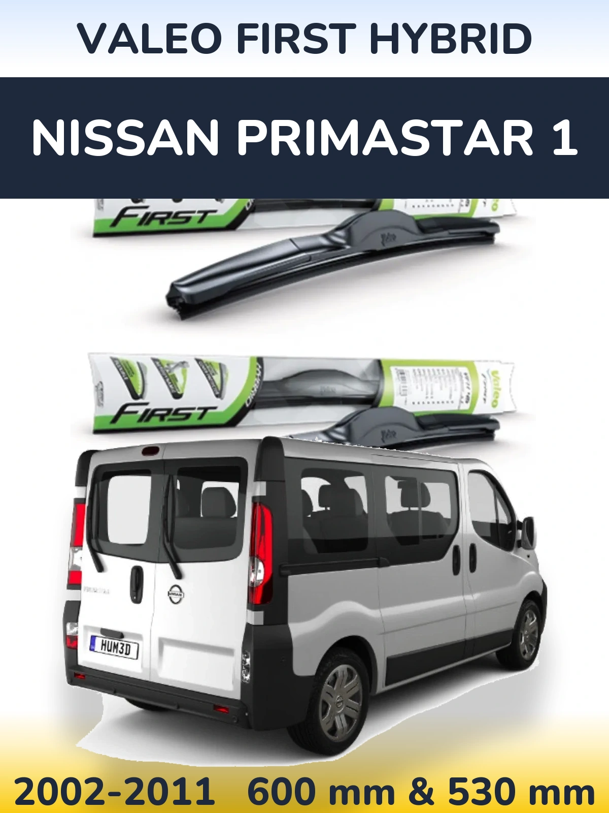 Front wiper blade set Valeo First Hybrid 600 & 530 мм for Nissan Primastar 1 2002-2011