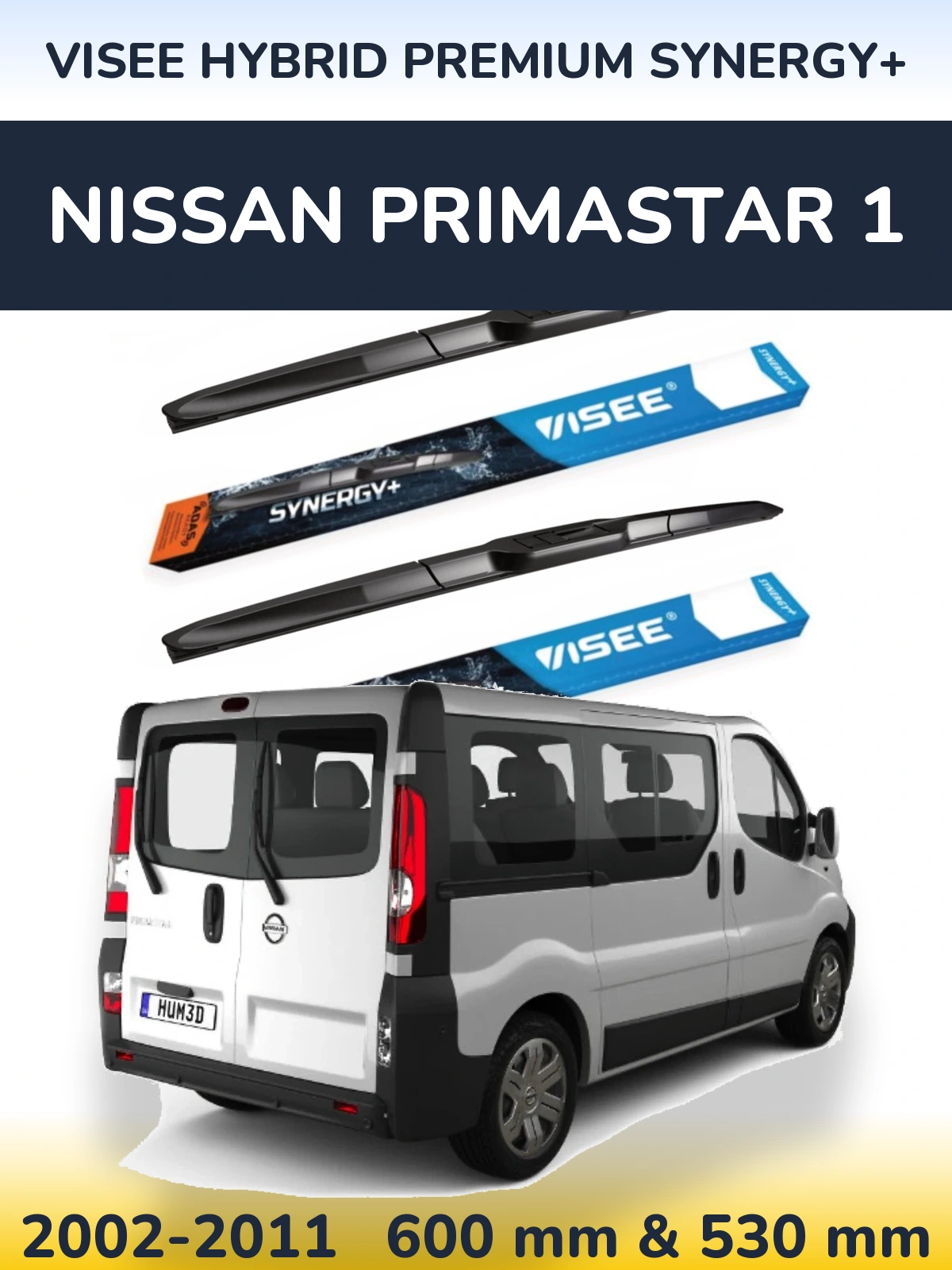 Front wiper blade set VISEE HYBRID PREMIUM SYNERGY+ 600 & 530 мм for Nissan Primastar 1 2002-2011