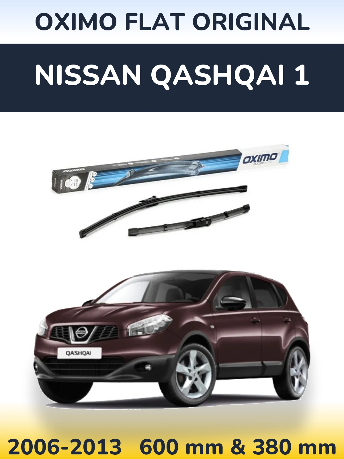 Комплект передних дворников Oximo Flat Original 600 & 375 мм для Nissan Qashqai 1 2006-2013