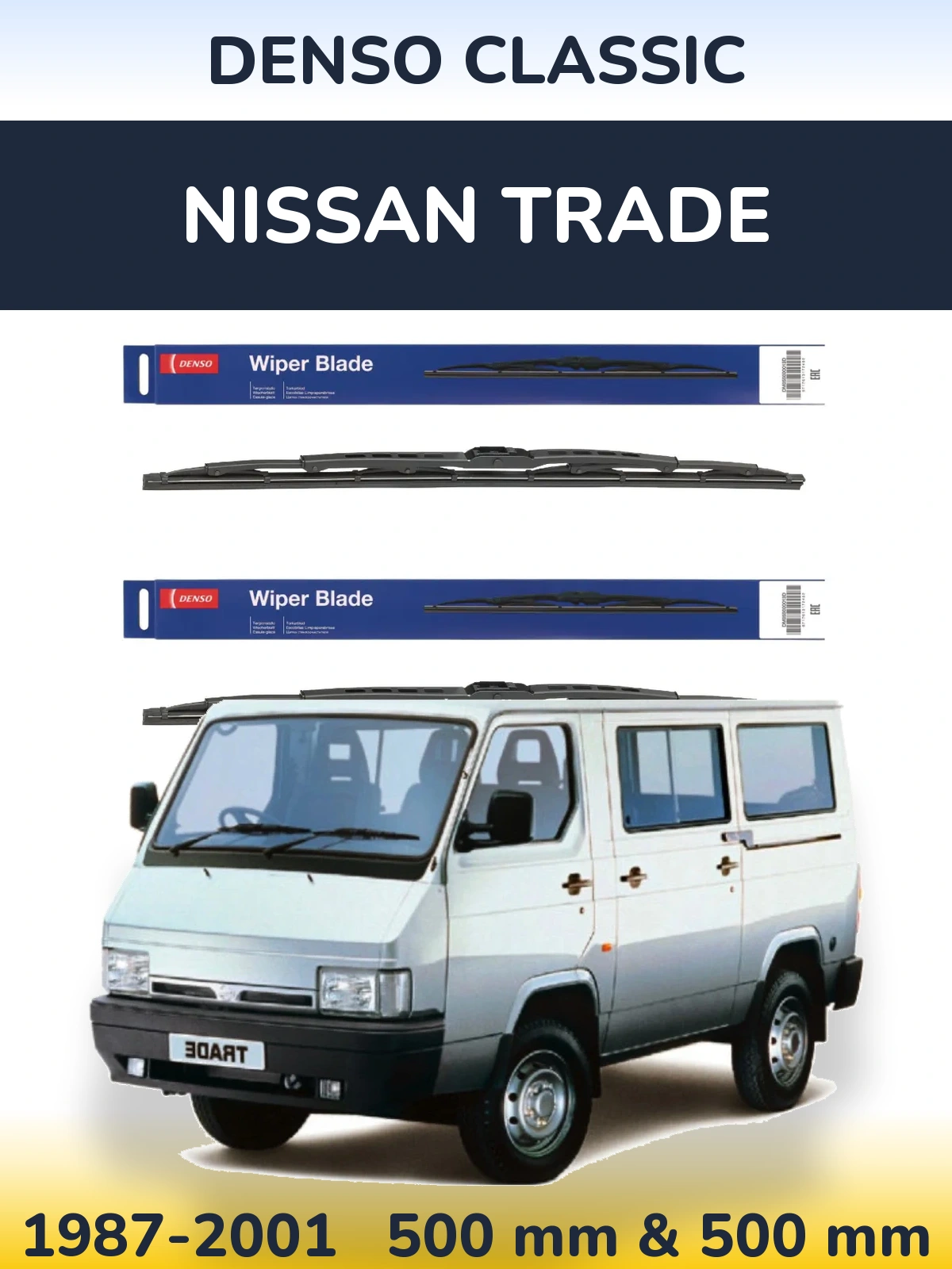 Front wiper blade set Denso Classic 500 & 500 мм for Nissan Trade 1987-2001