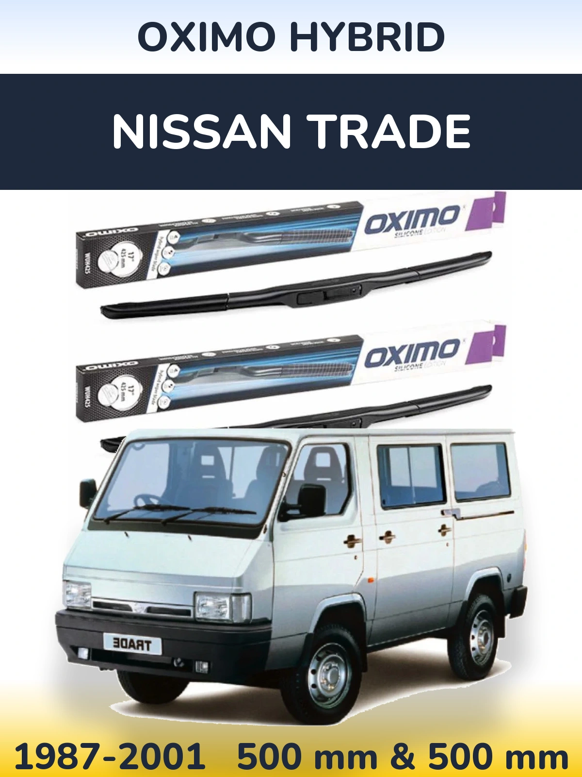 Front wiper blade set Oximo Hybrid 500 & 500 мм for Nissan Trade 1987-2001
